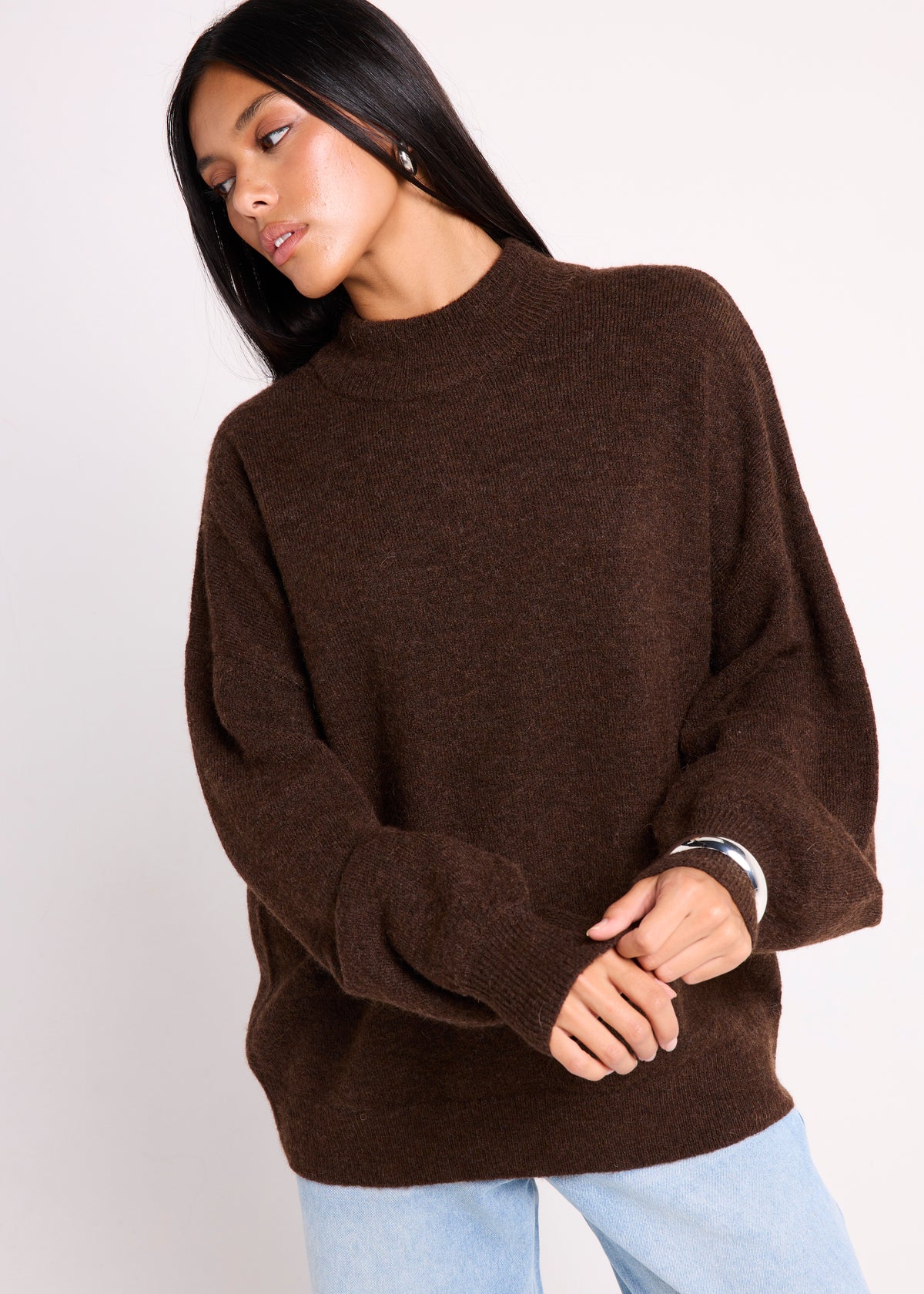 Tiana Crew Neck Knit Jumper CHOCOLATE