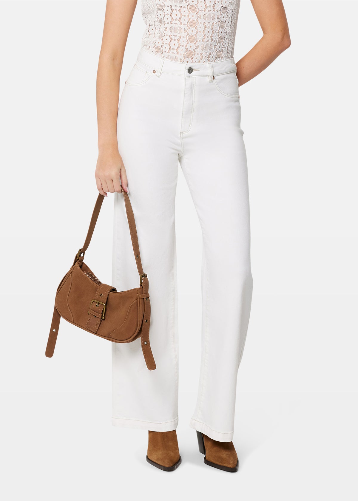 94 High & Wide Denim Jeans WESTERN WHITE