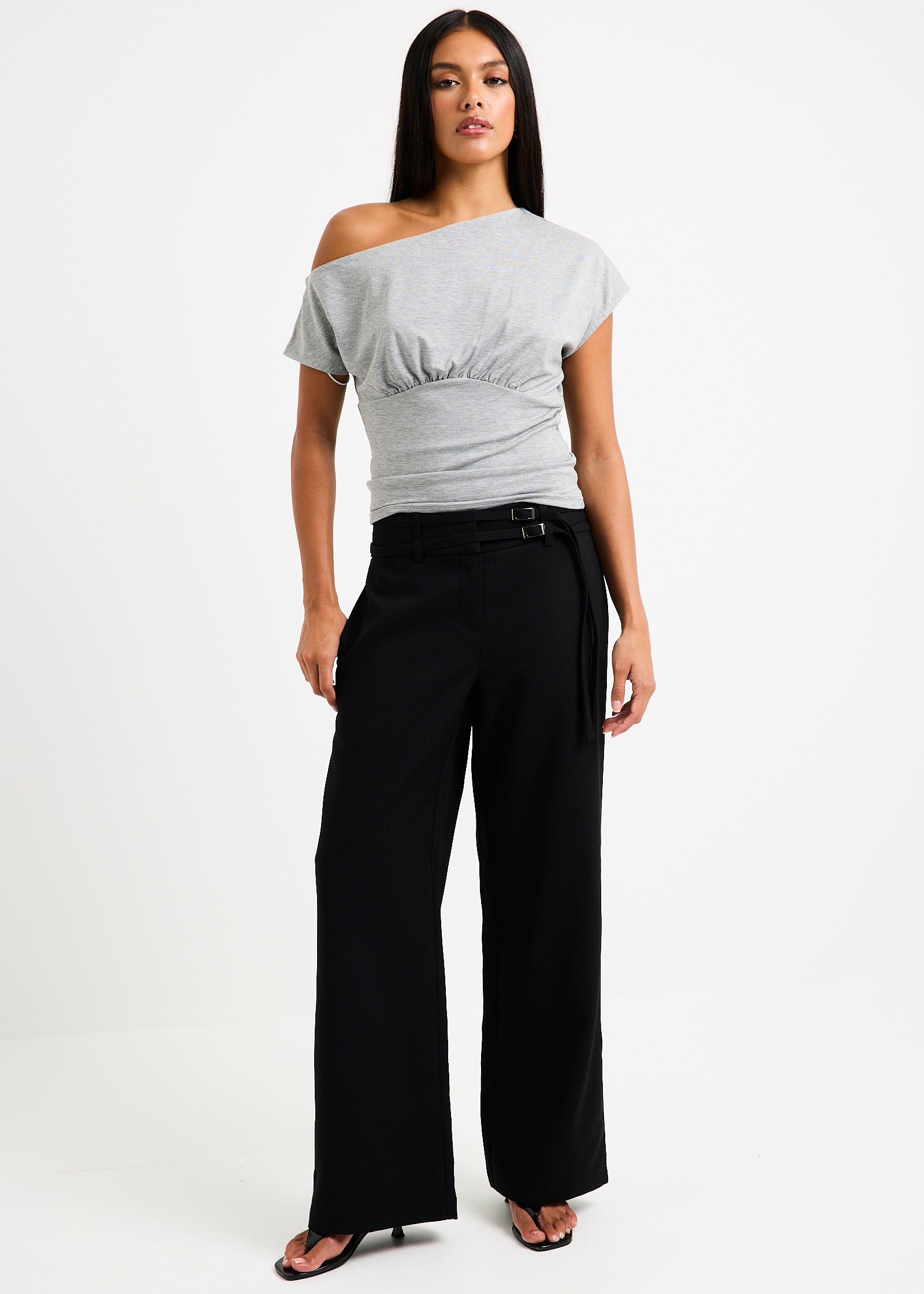 Renelle Belt Detail Pants BLACK