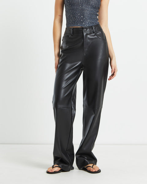 パンツ \"SUPER LOVERS\" Leather Straight Pants KIC_156-5566-00861-900_model4? パンツ