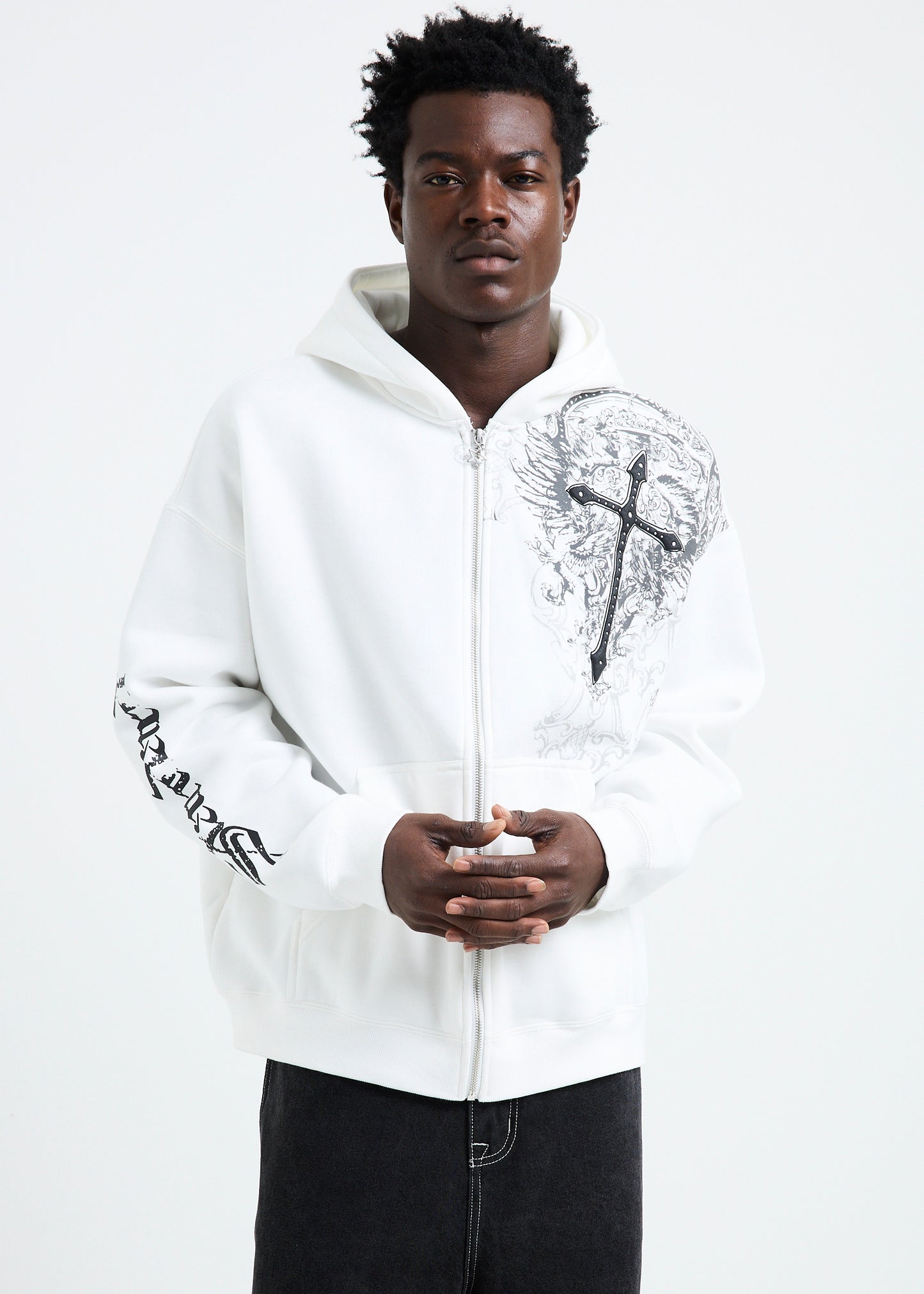 Crucifix Zip Hoodie