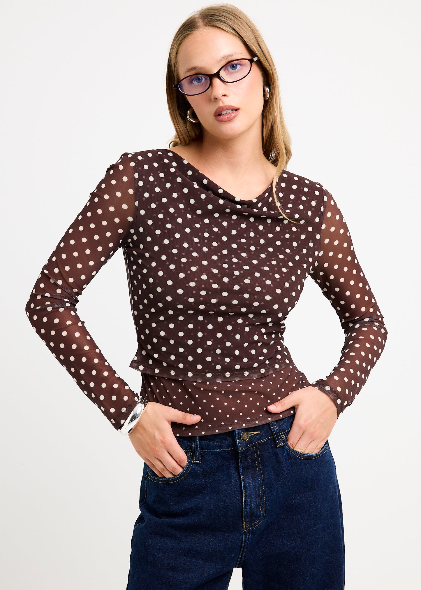 Olivia Spot Mesh Top