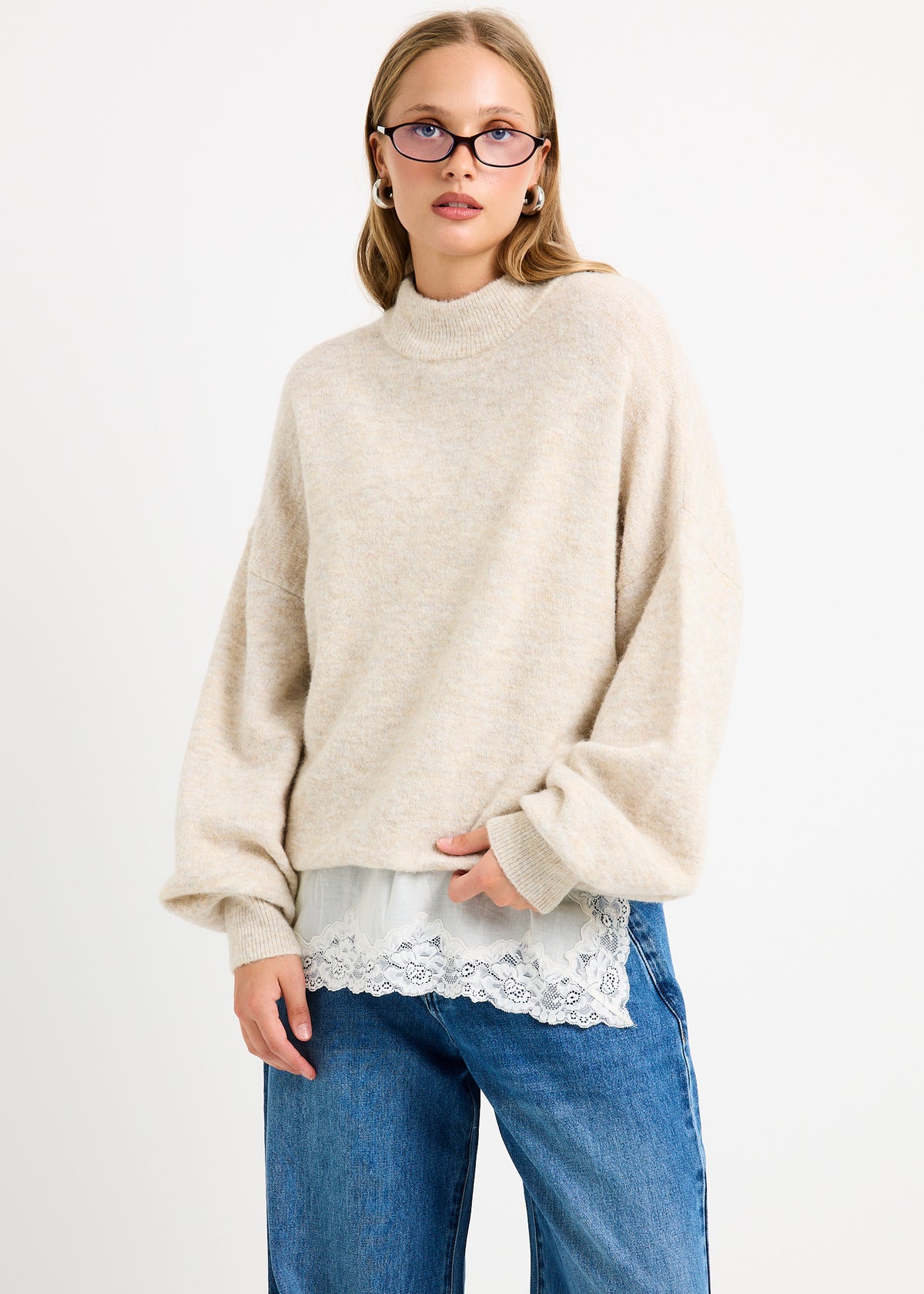 Tiana Crew Neck Knit Jumper ECRU