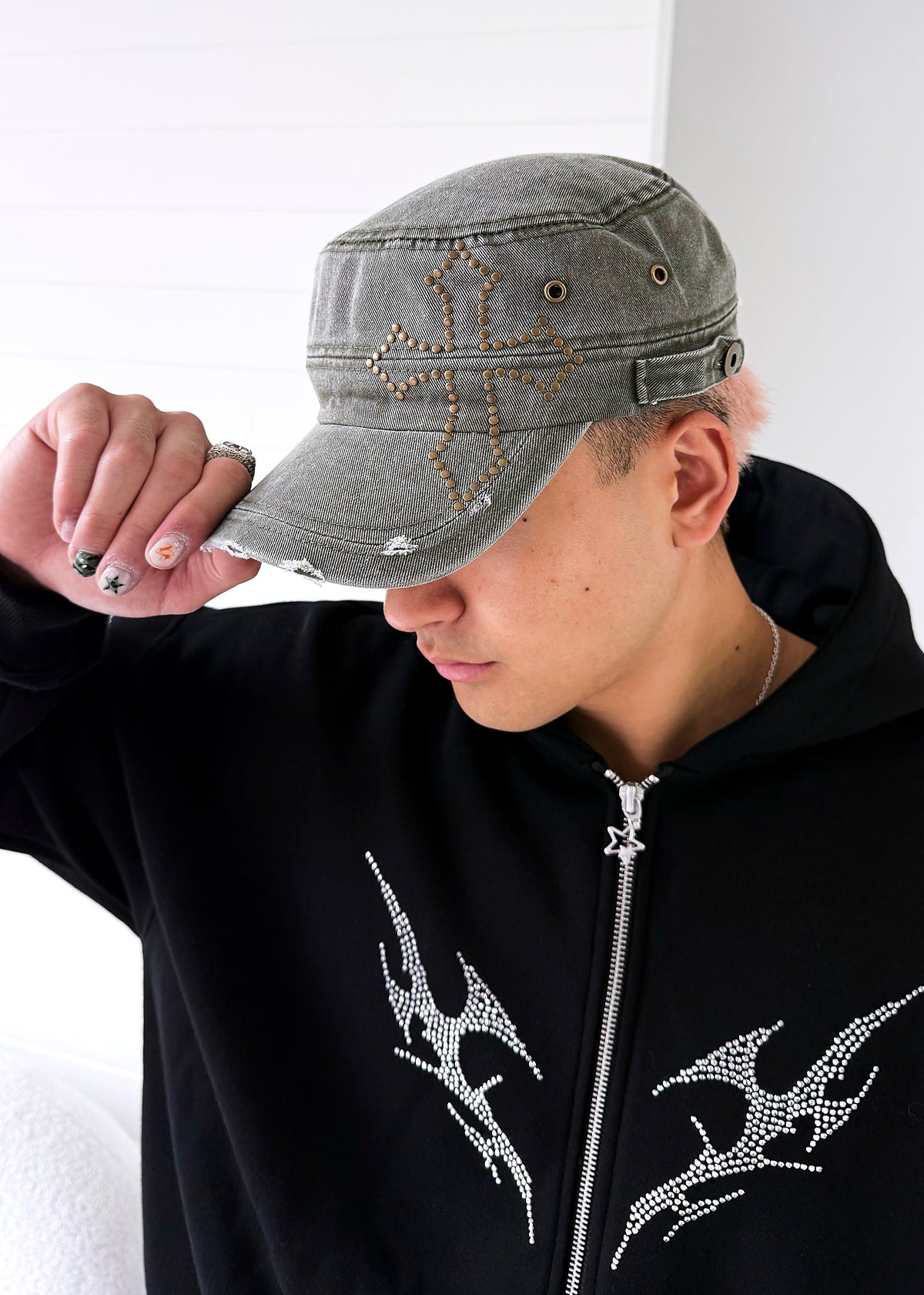 Studded Military Cap KHAKI