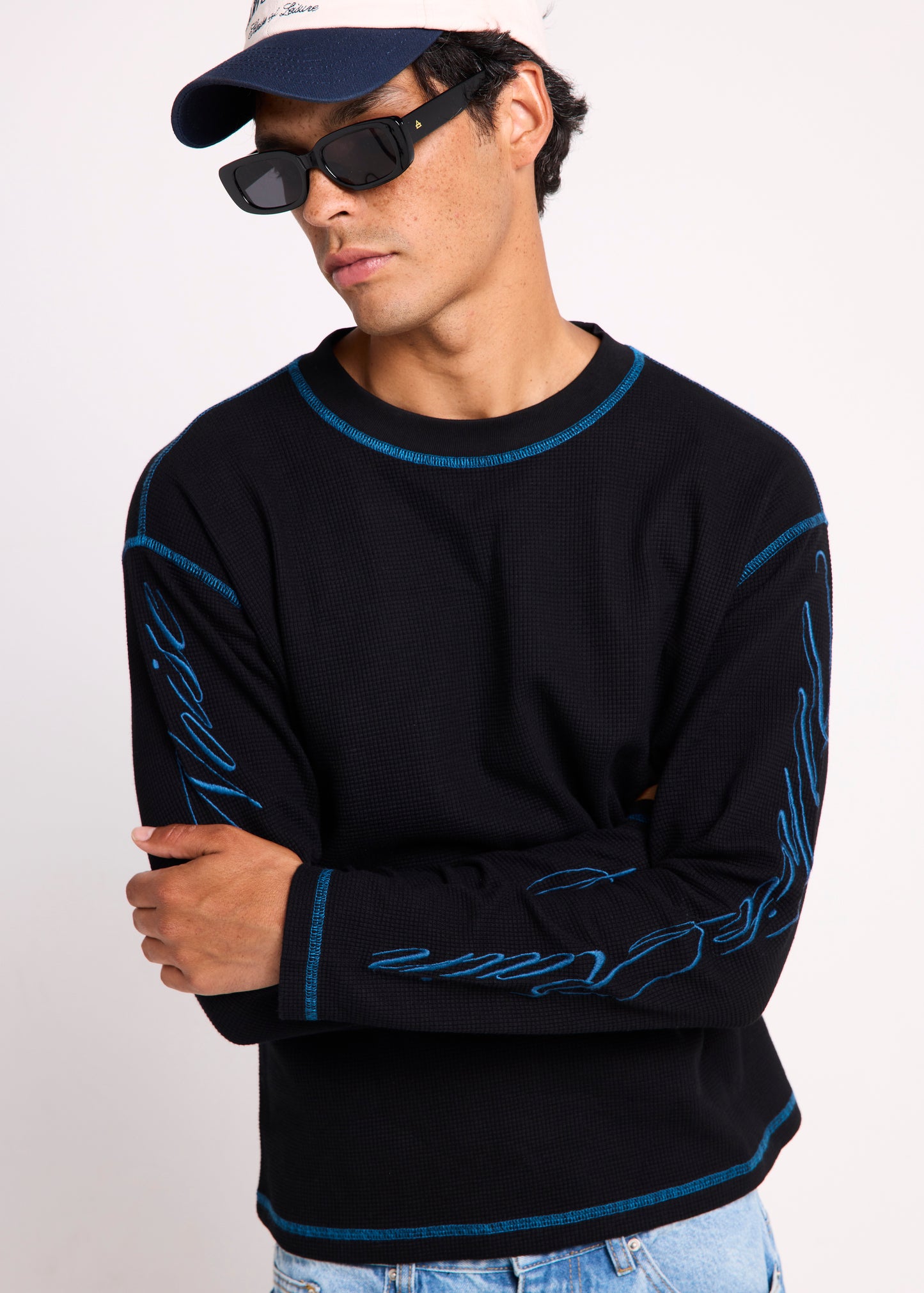 Script Long Sleeve Waffle Shirt