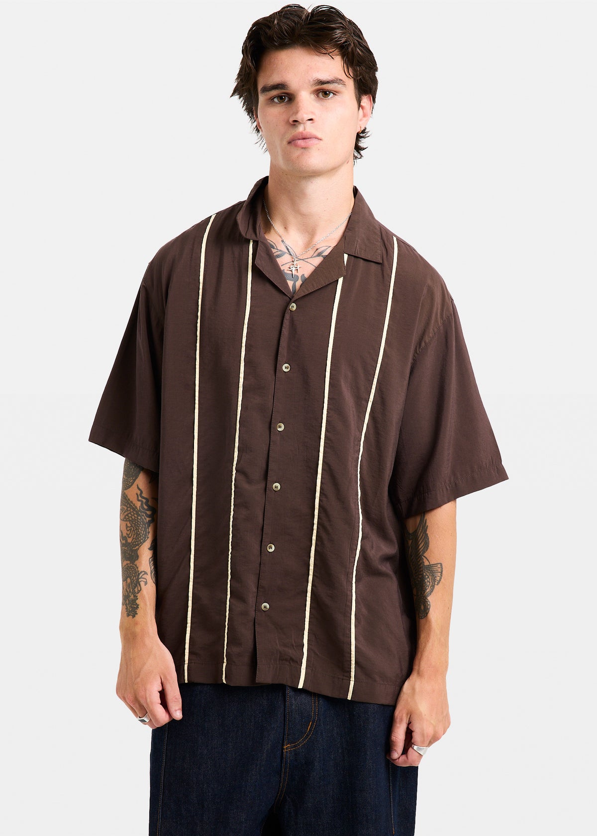 Railroad Bowler Short Sleeve Shirt DARK COCOA