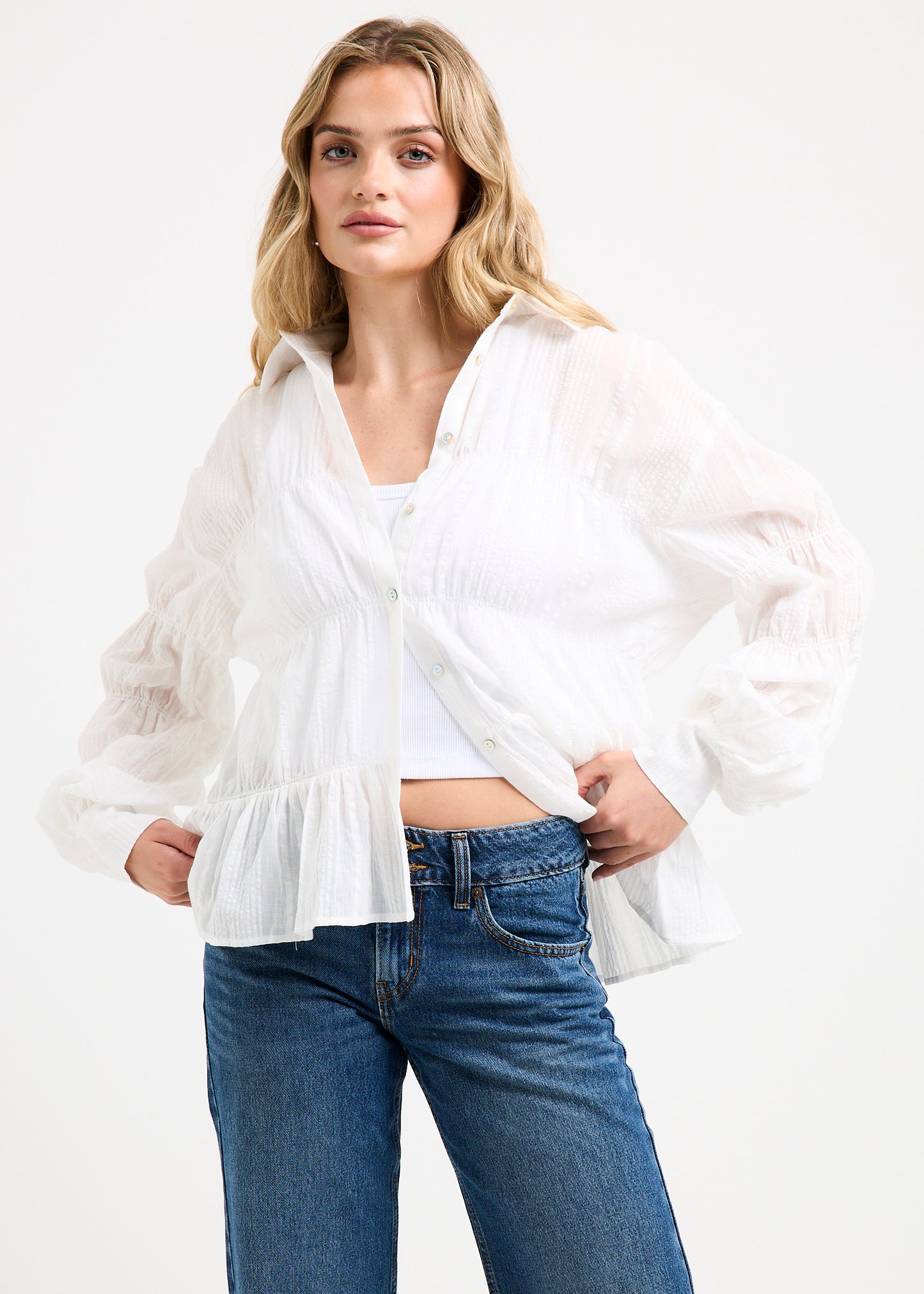 Chicago Shirred Long Sleeve Shirt