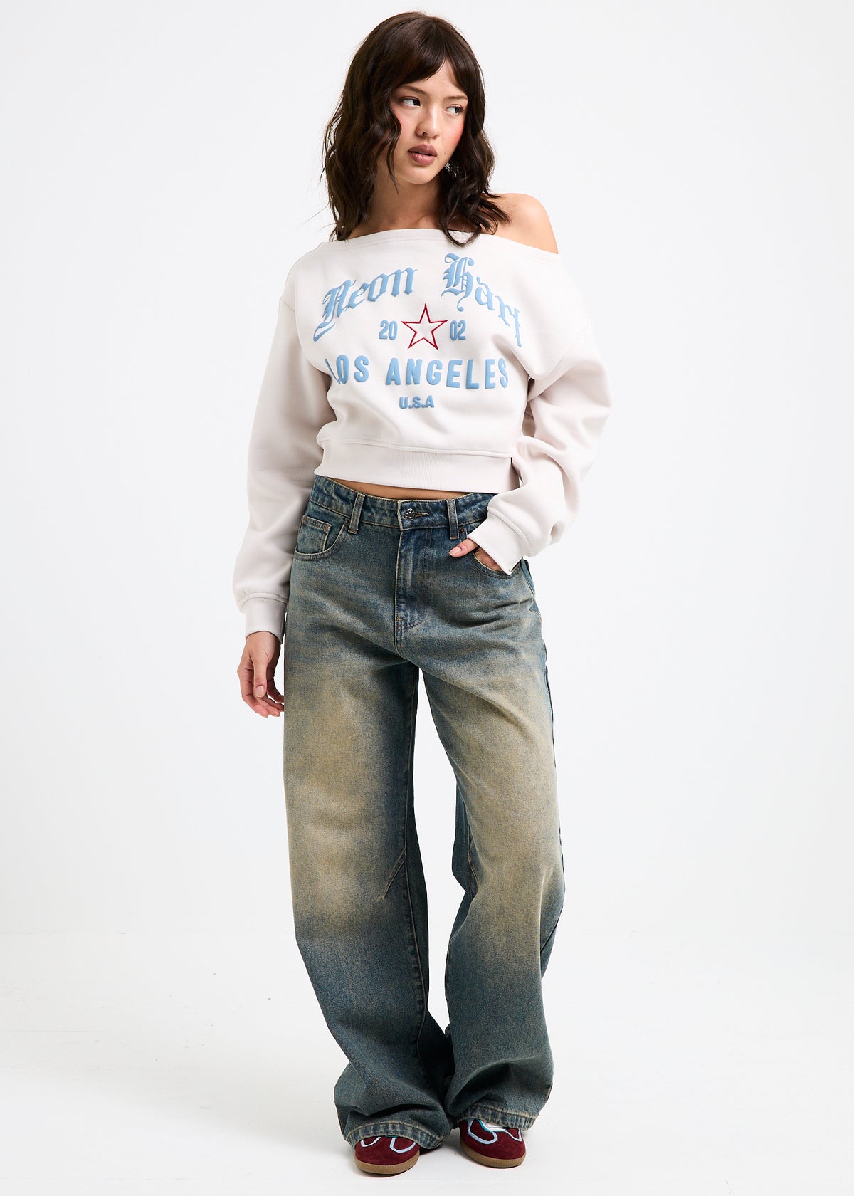 Corsica Off Shoulder Long Sleeve Top STONE