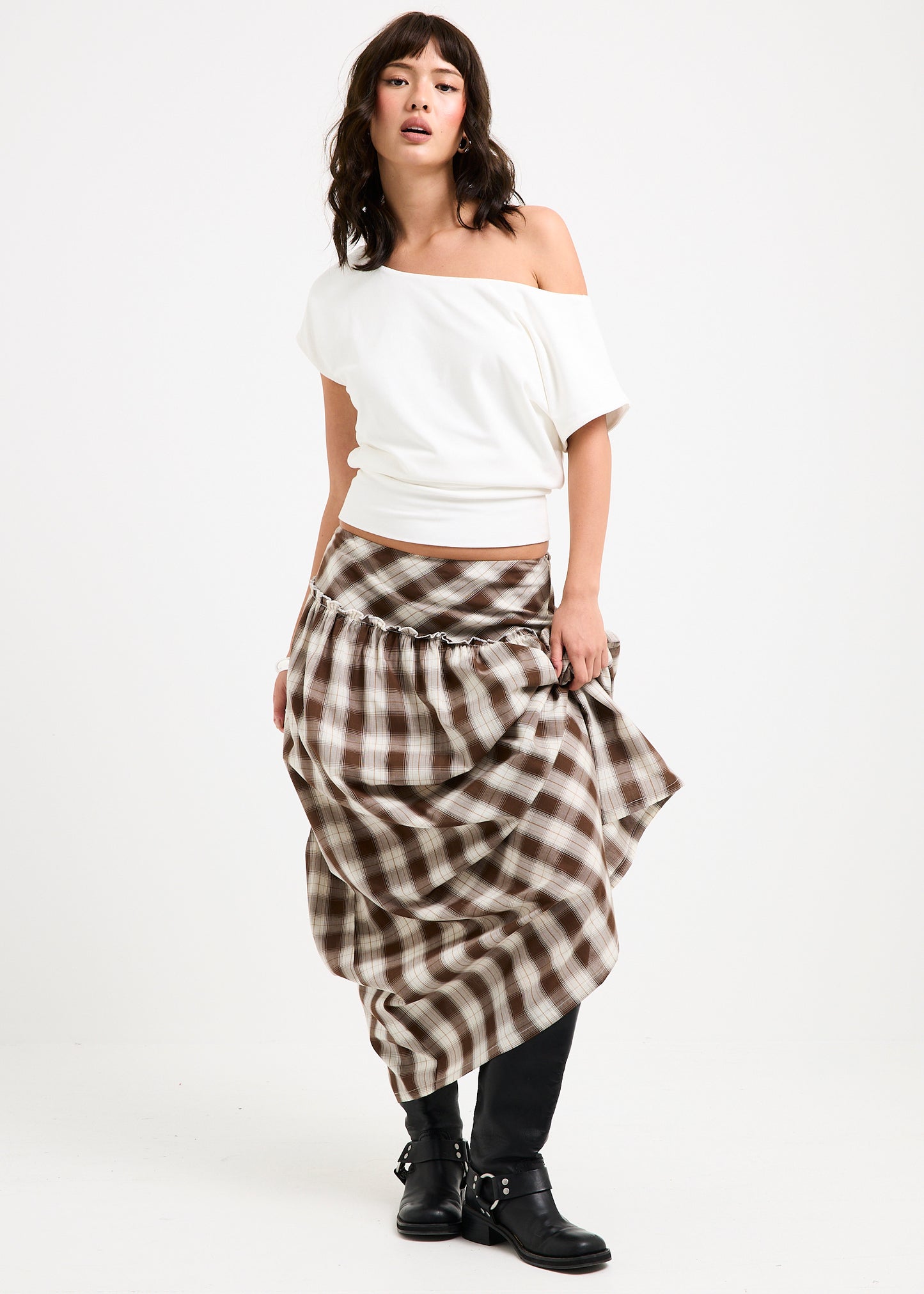 Dakota Gingham Yoke  Maxi Skirt