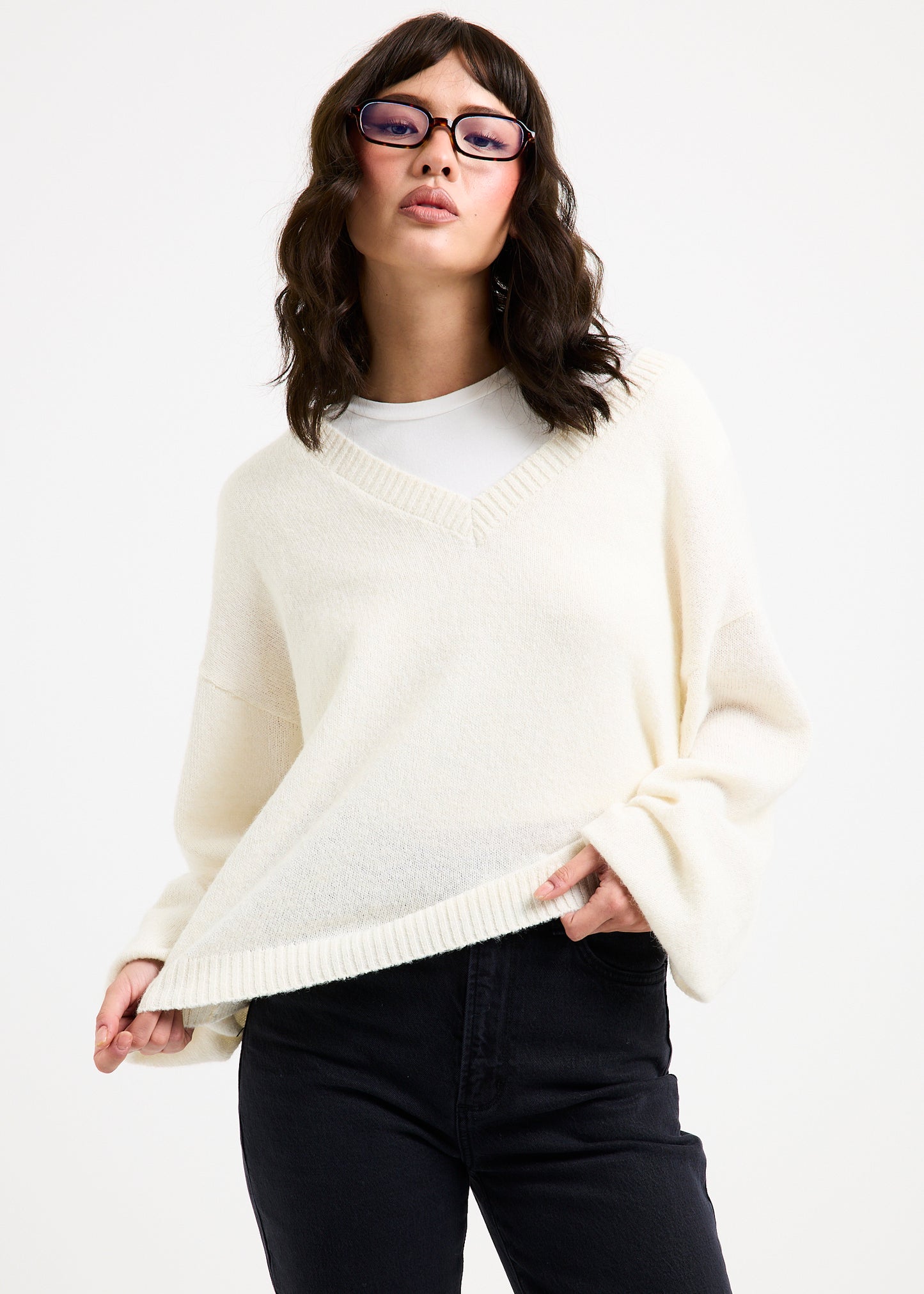Maisie Plunge V-Neck Knit Jumper