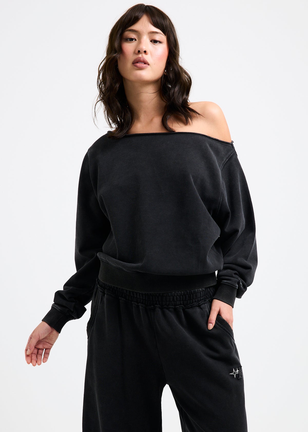 Hana Off Shoulder Fleece Jumper