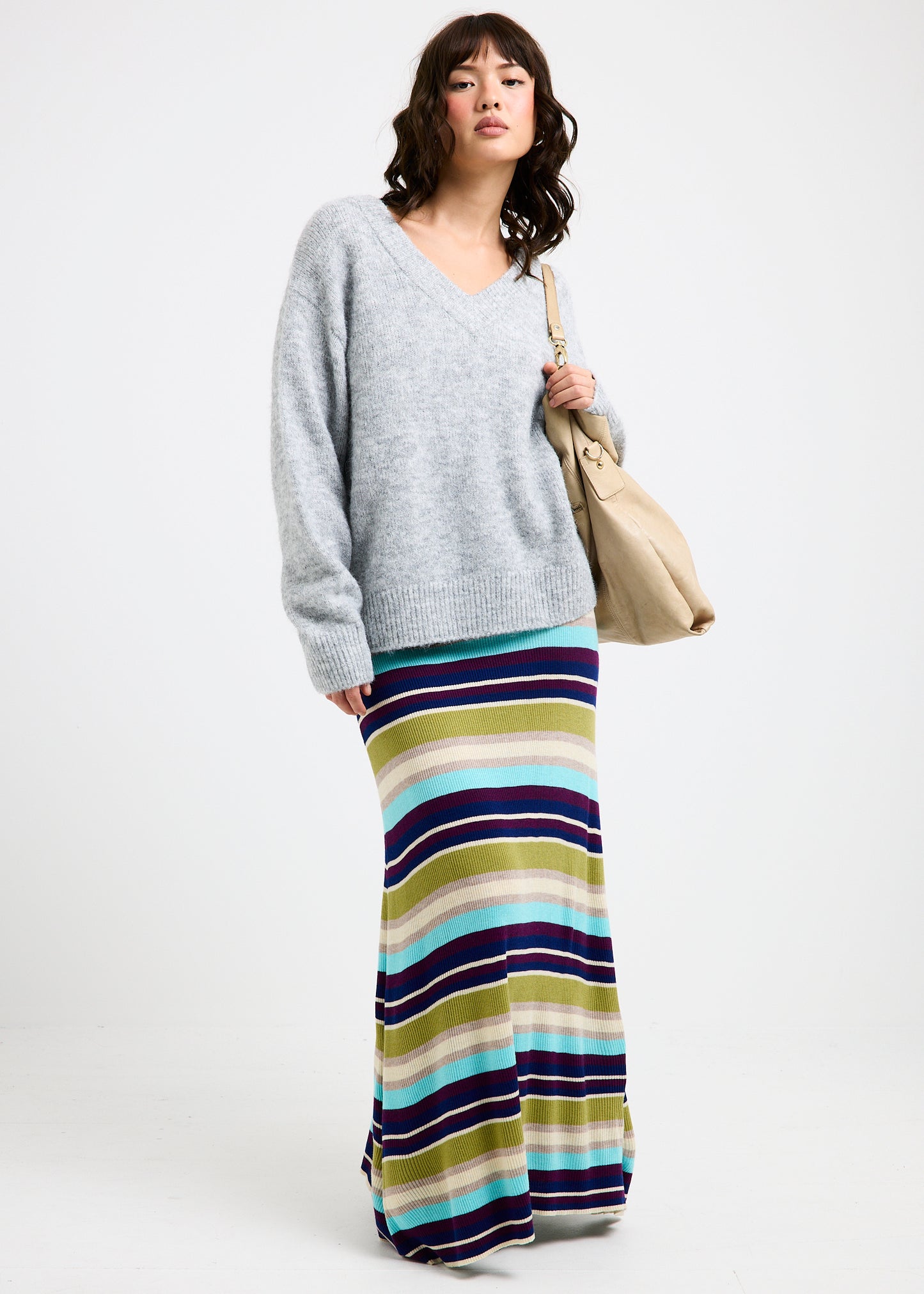 Verona Striped Knit Maxi Skirt