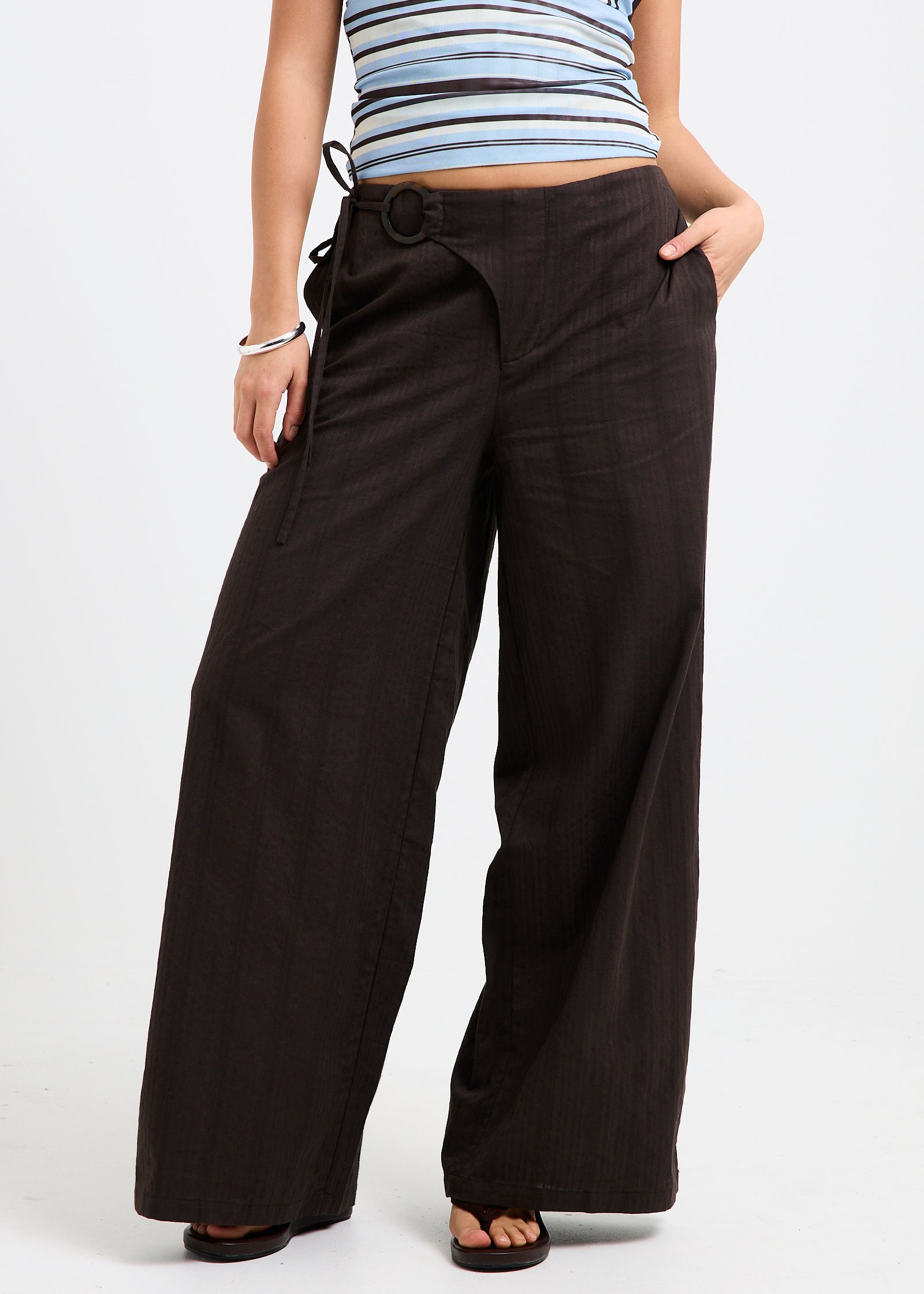 Sydney Wide Pleat Pants BROWN