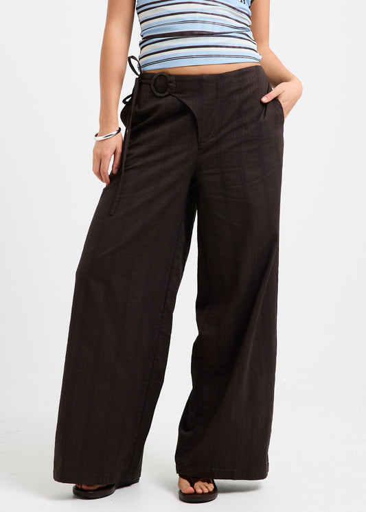 Sydney Wide Pleat Pants BROWN