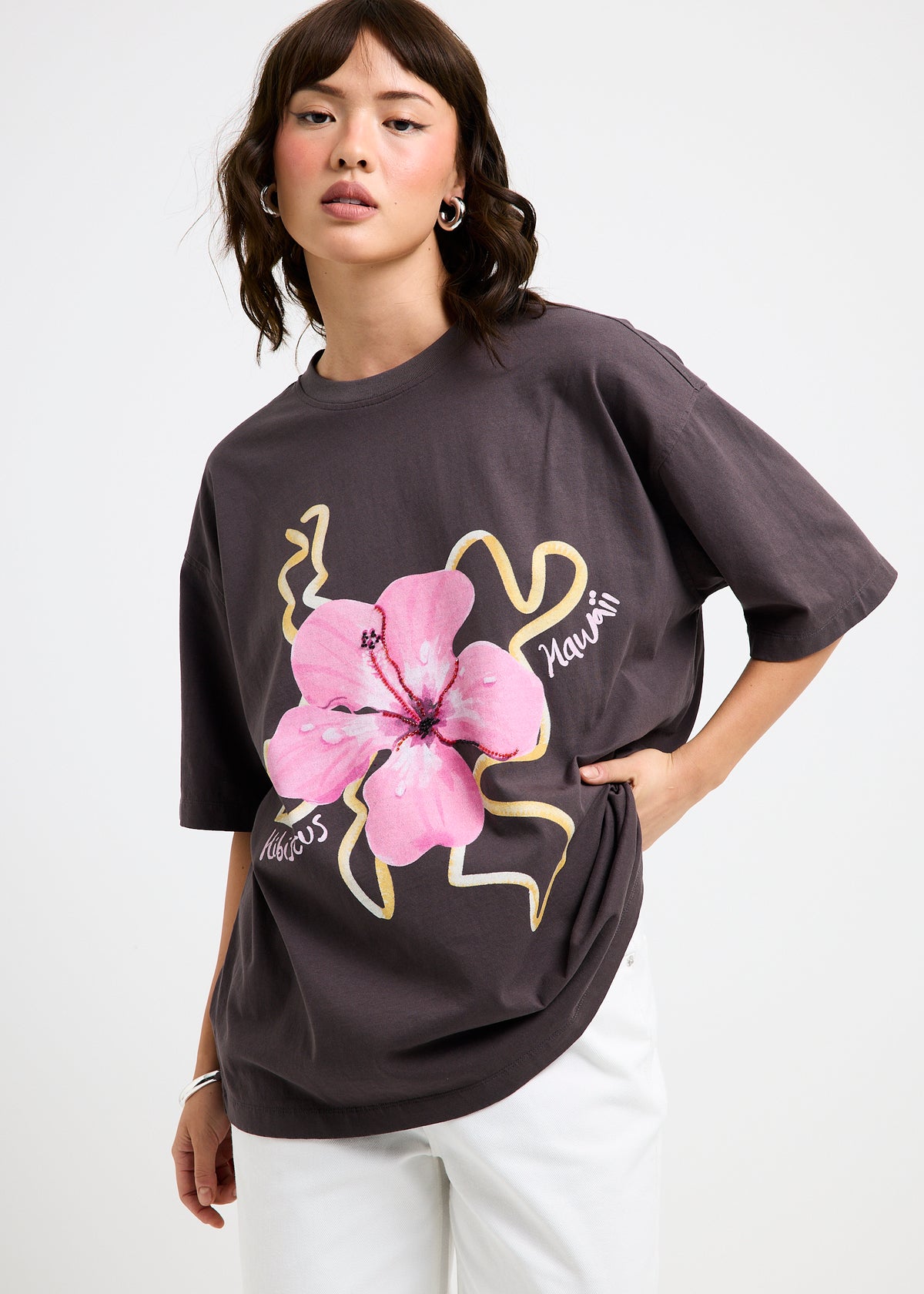 Hawaii Hibiscus Oversized T-Shirt