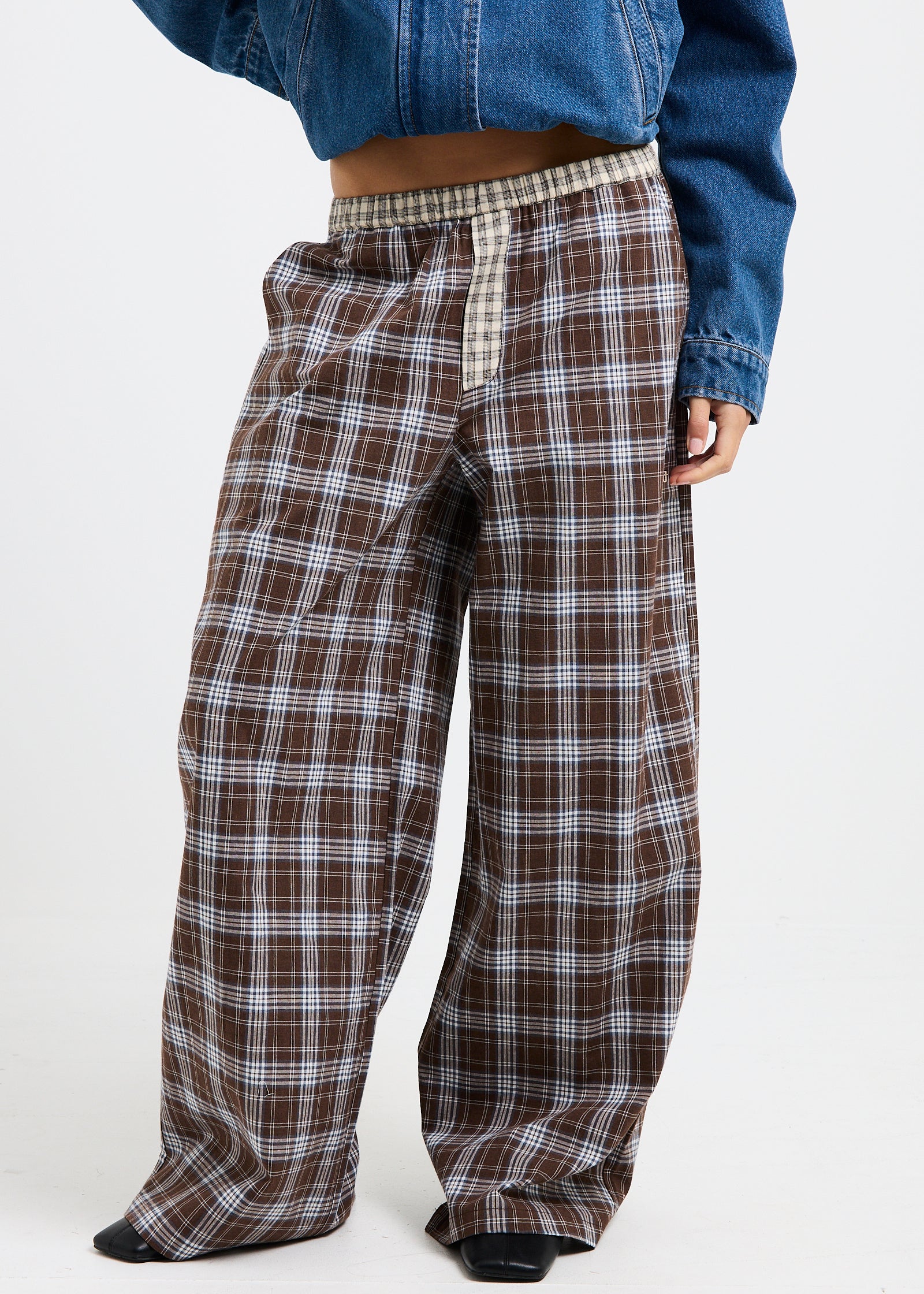 Edith Check Pants BROWN CHECK