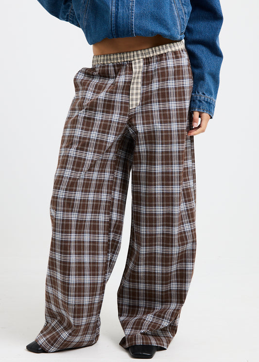Edith Check Pants BROWN CHECK