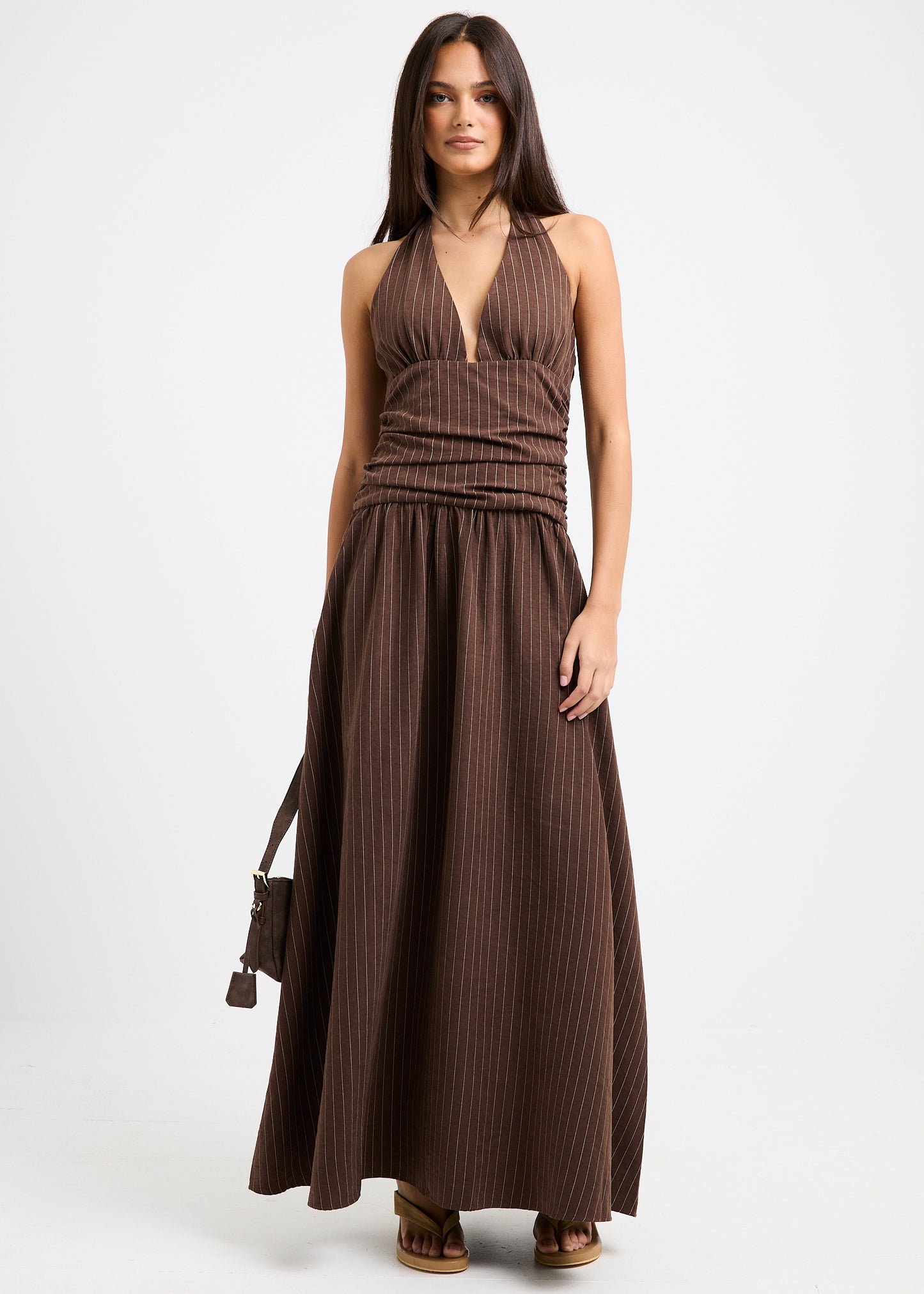 Alex Plunge Striped Maxi Dress