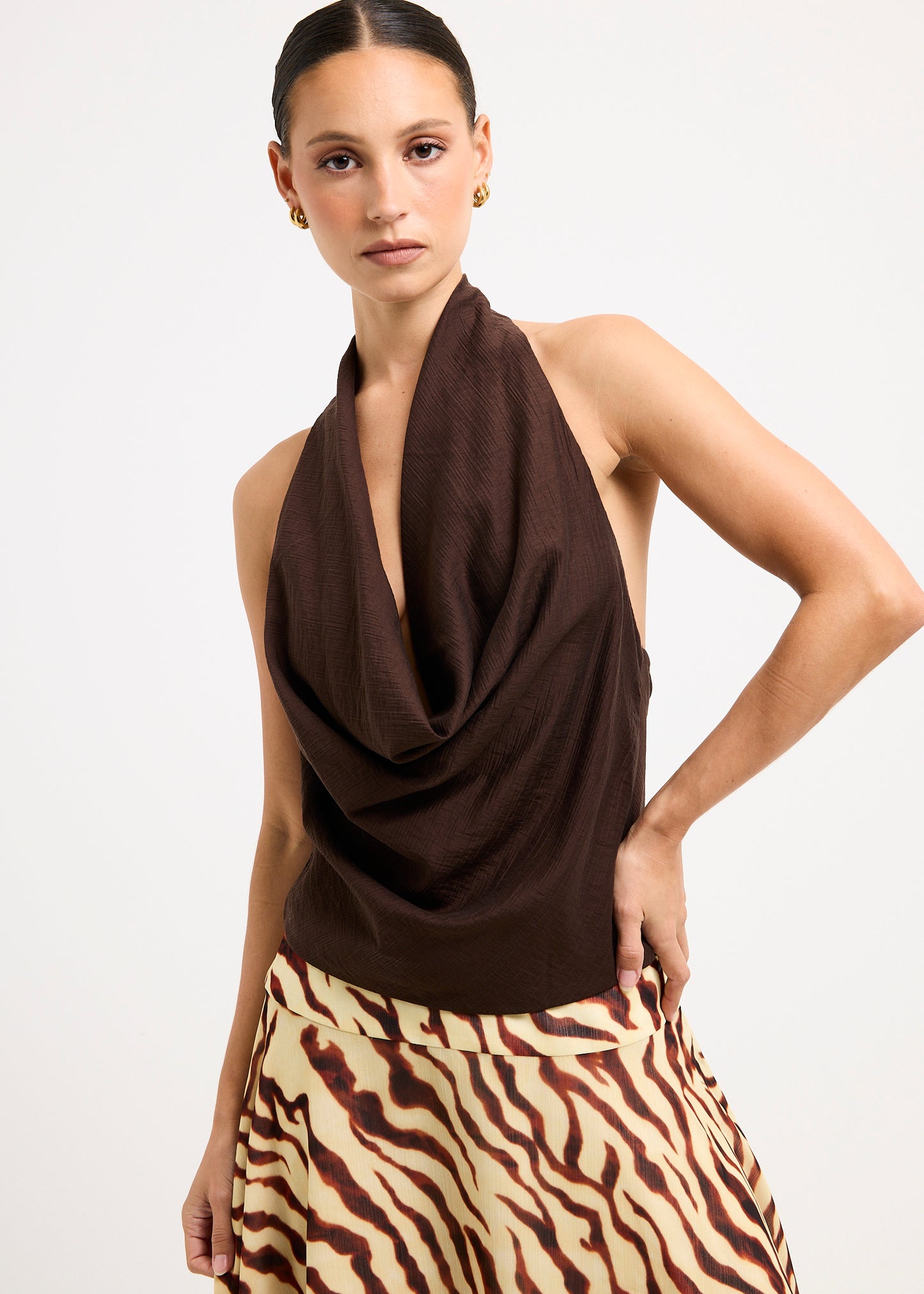 Skye Plunge Cowl Top