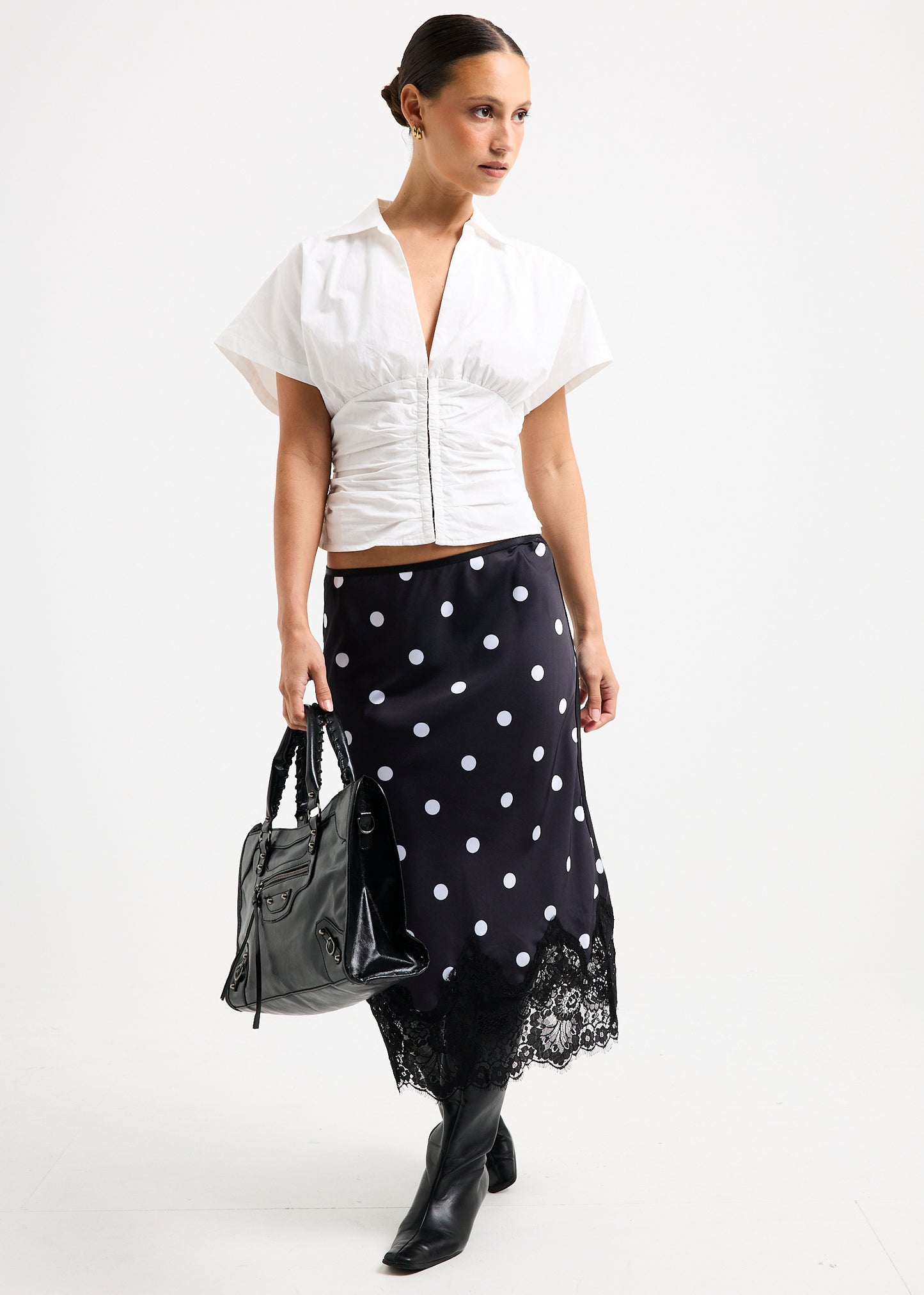 Diana Spot Lace Trim Skirt