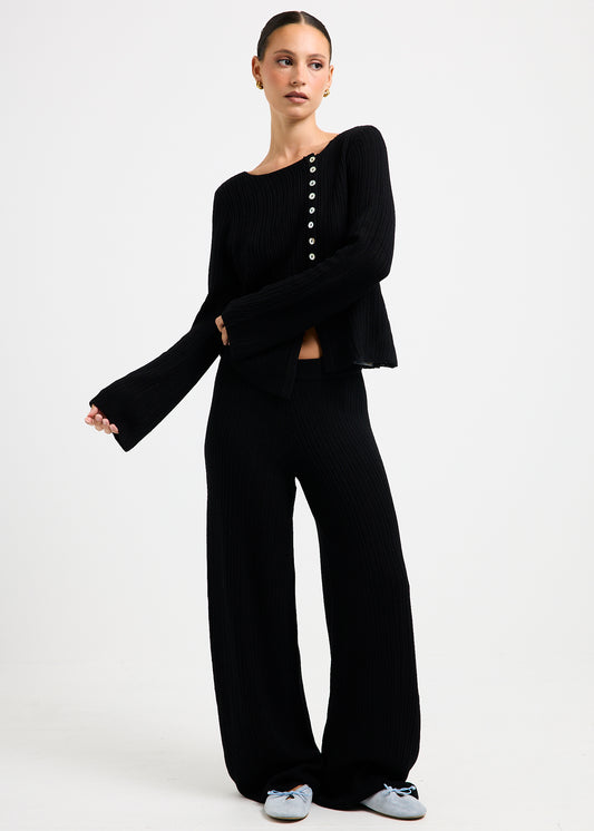 Ireland Wide Leg Knit Pants BLACK