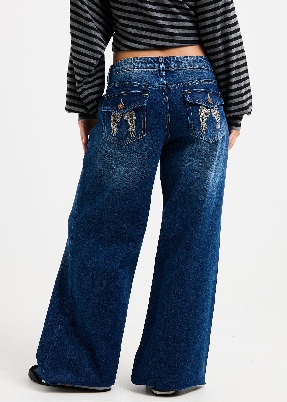 Cindy Low Wide Denim Jeans TINTED BLUE