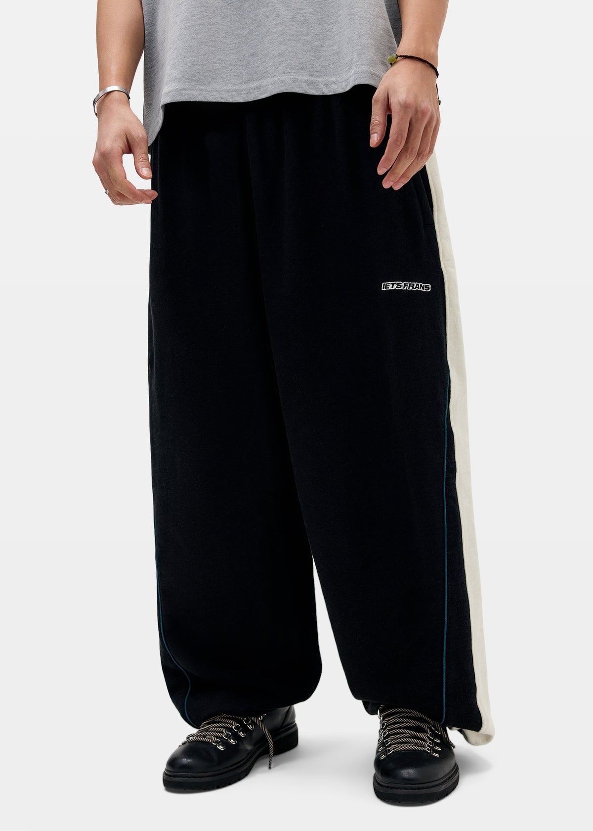 IF Panelled Harri Baggy Joggers BLACK-001