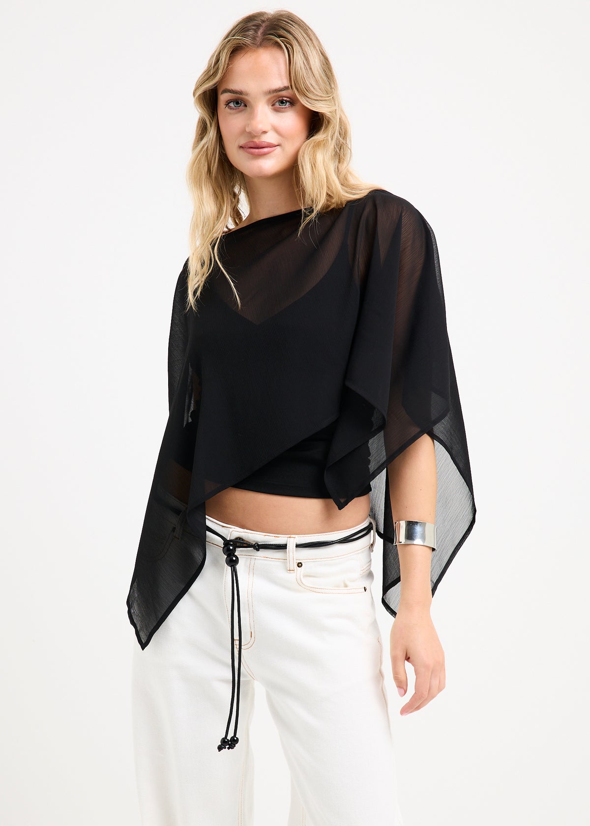 Abigail Poncho Top BLACK