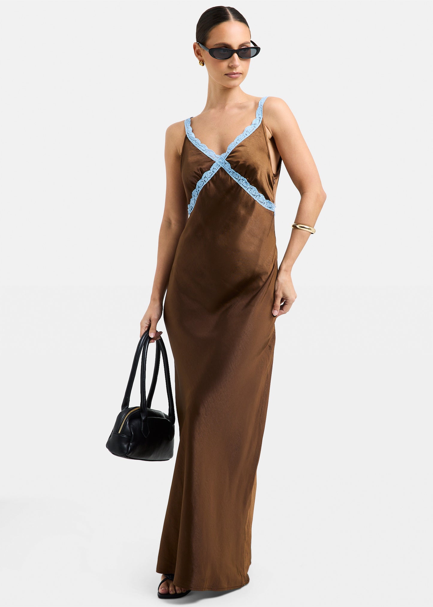 Catie Satin Lace Maxi Dress