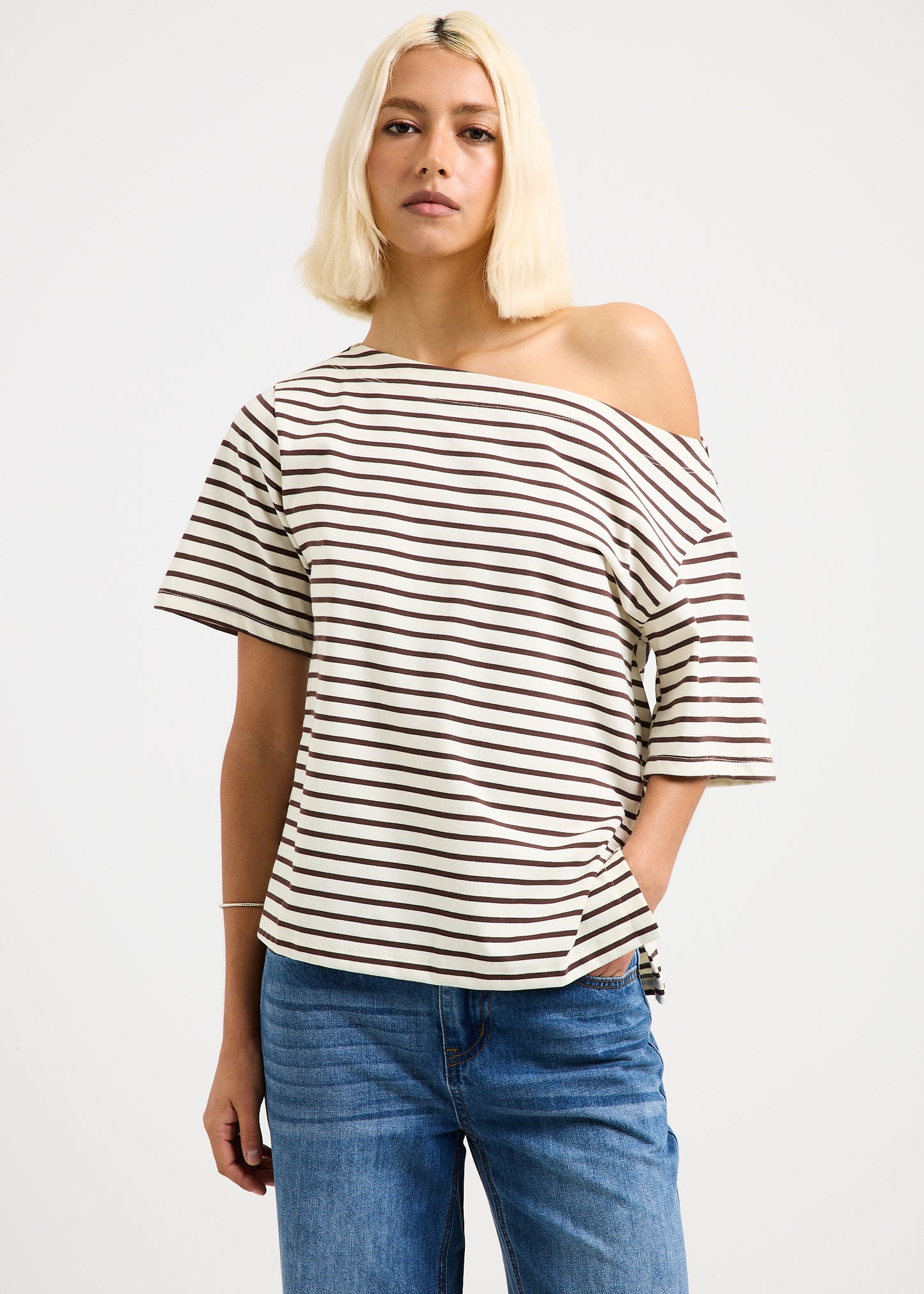Amber Asymmetric Stripe Top