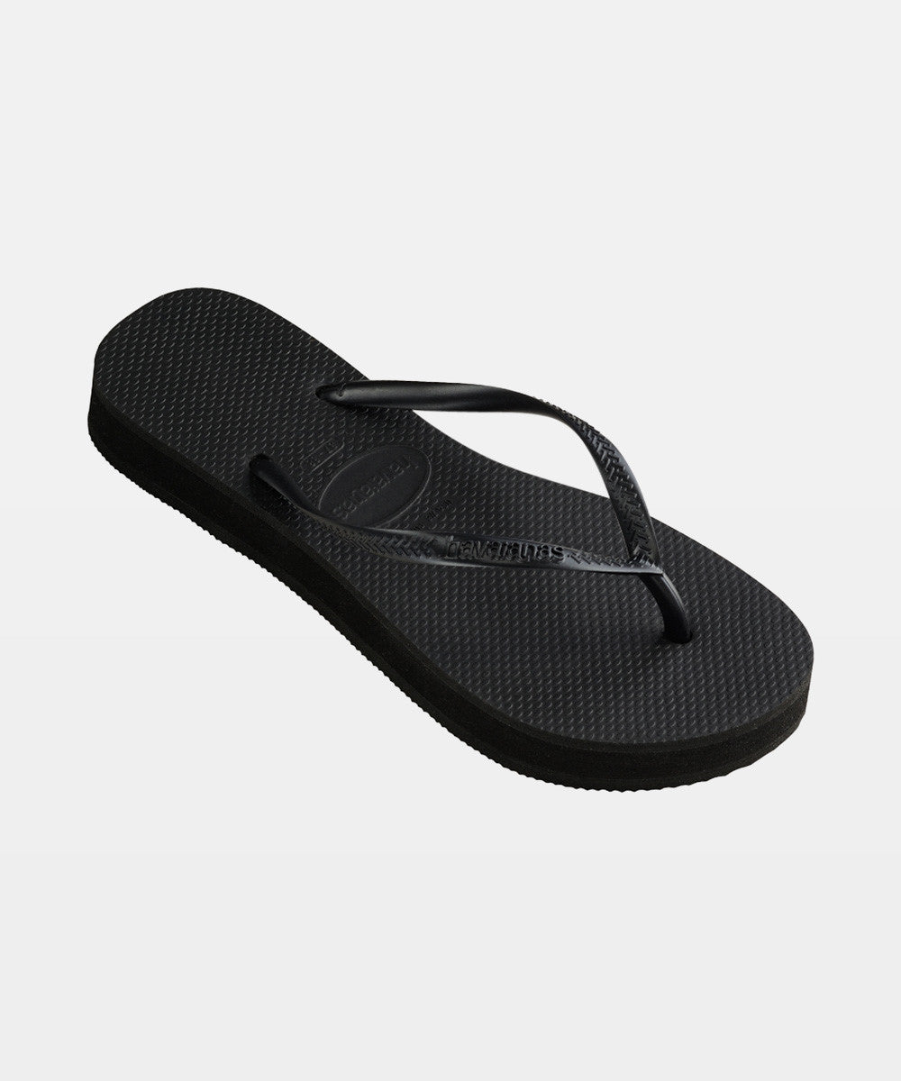 Slim Flatform Flip Flops BLACK