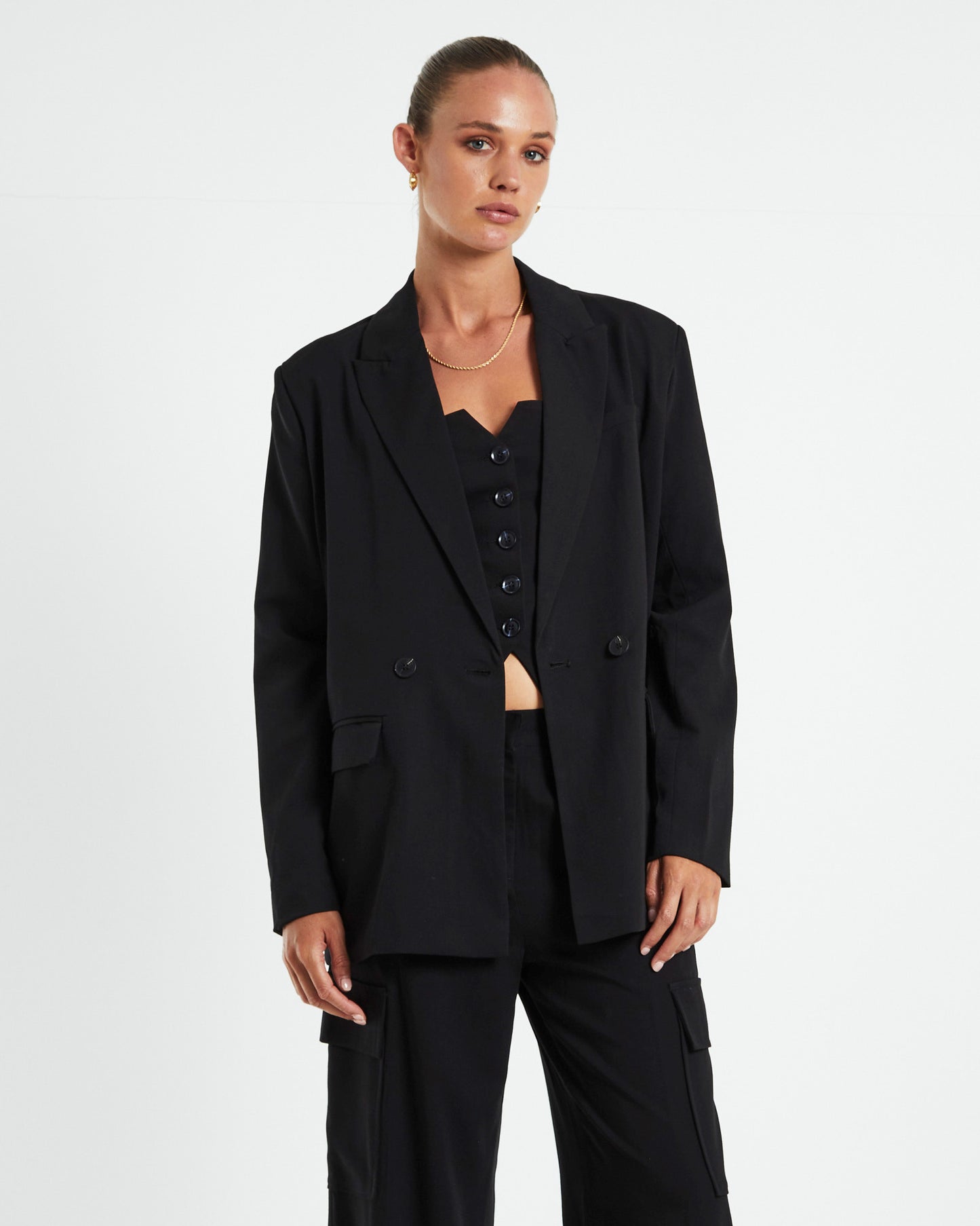 Tia Boyfriend Blazer Black