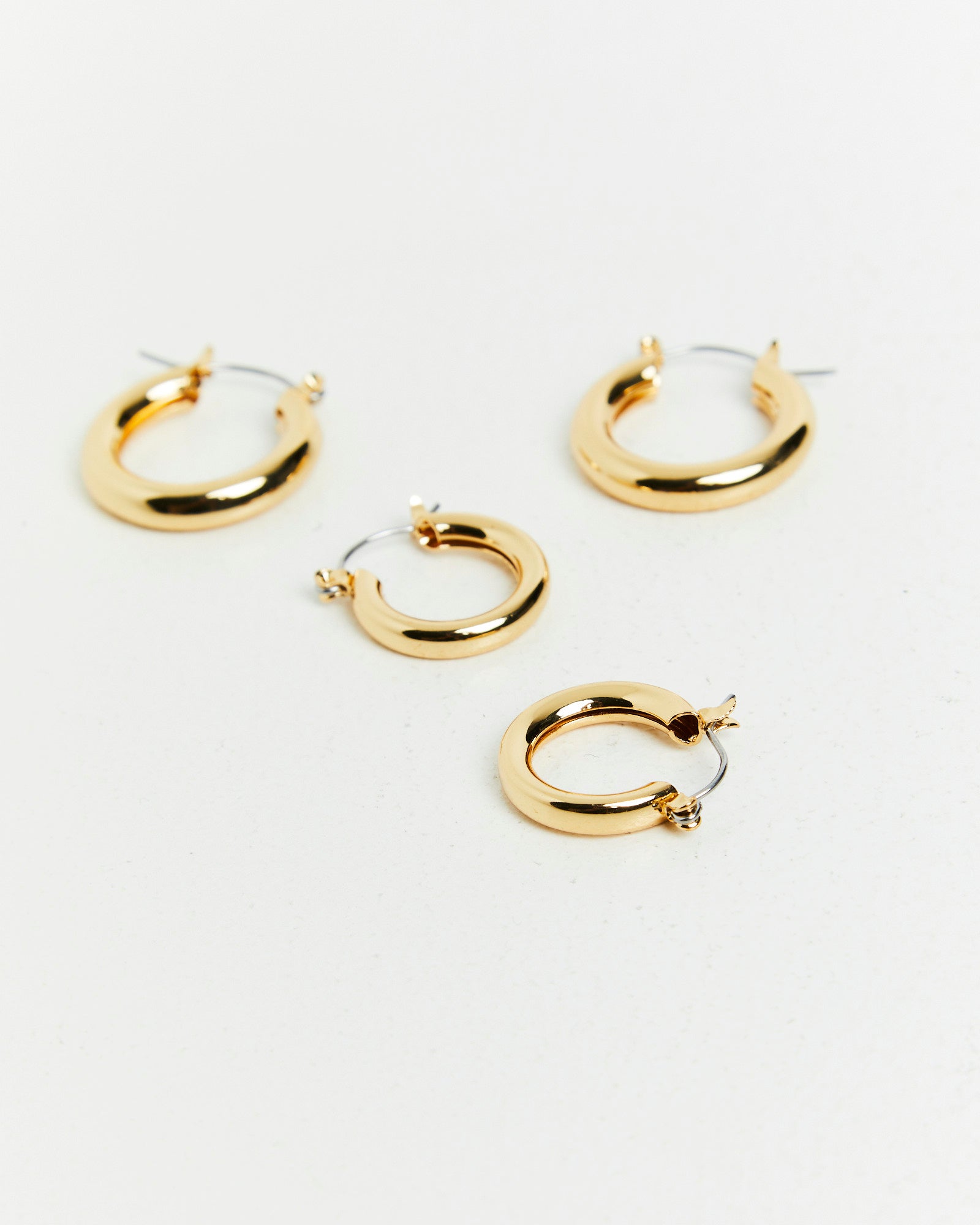 14k Classic Hoops Set Plated GOLD