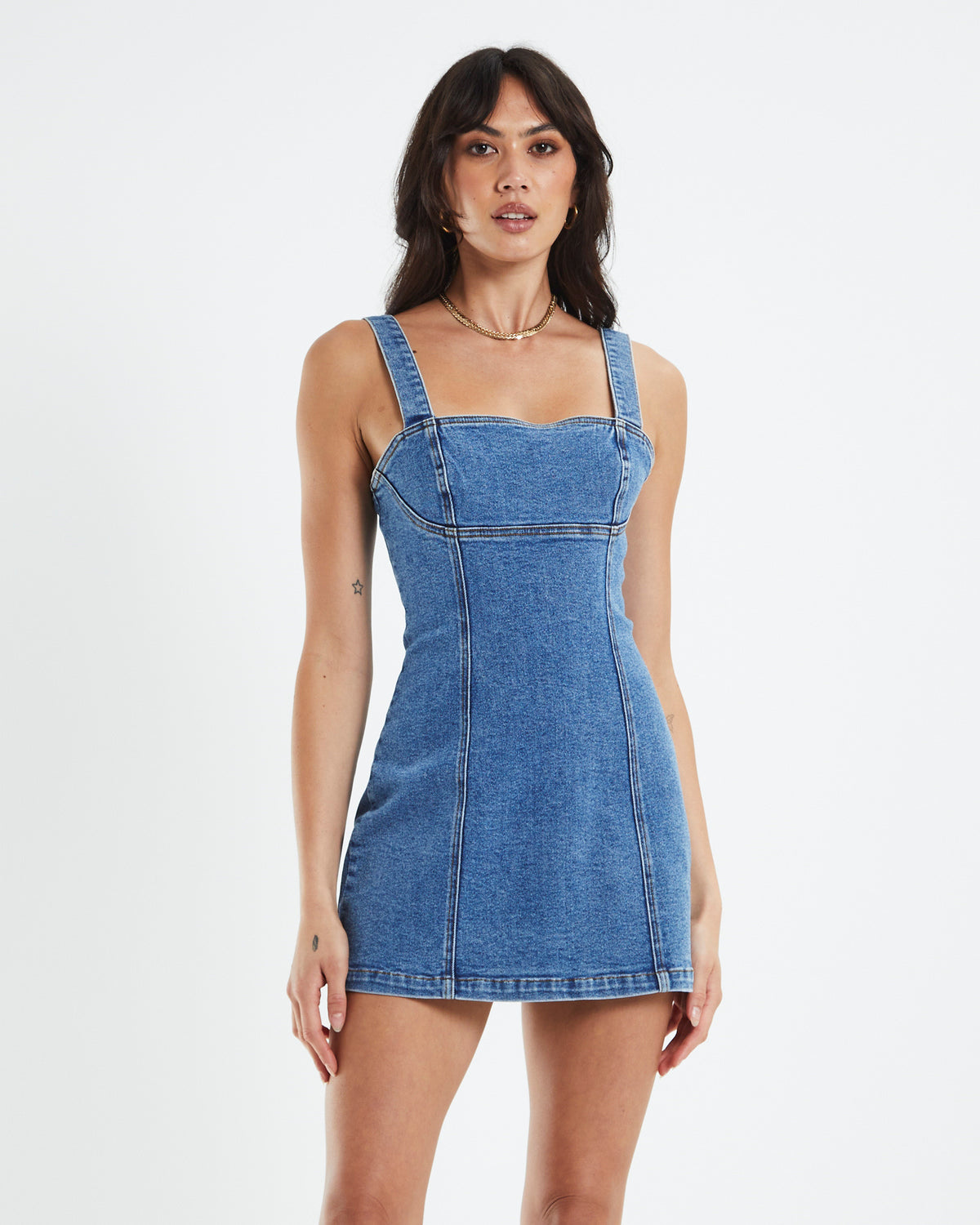 Vera Denim Corset Mini Dress Mid 90s Blue BLUE