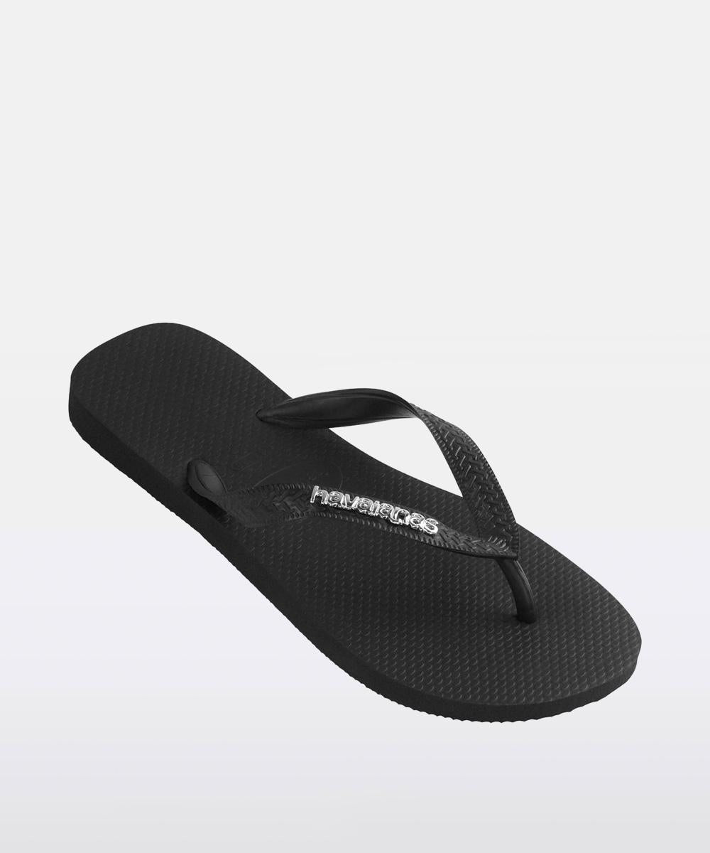 Metal Logo Thongs Black/Silver BLACK