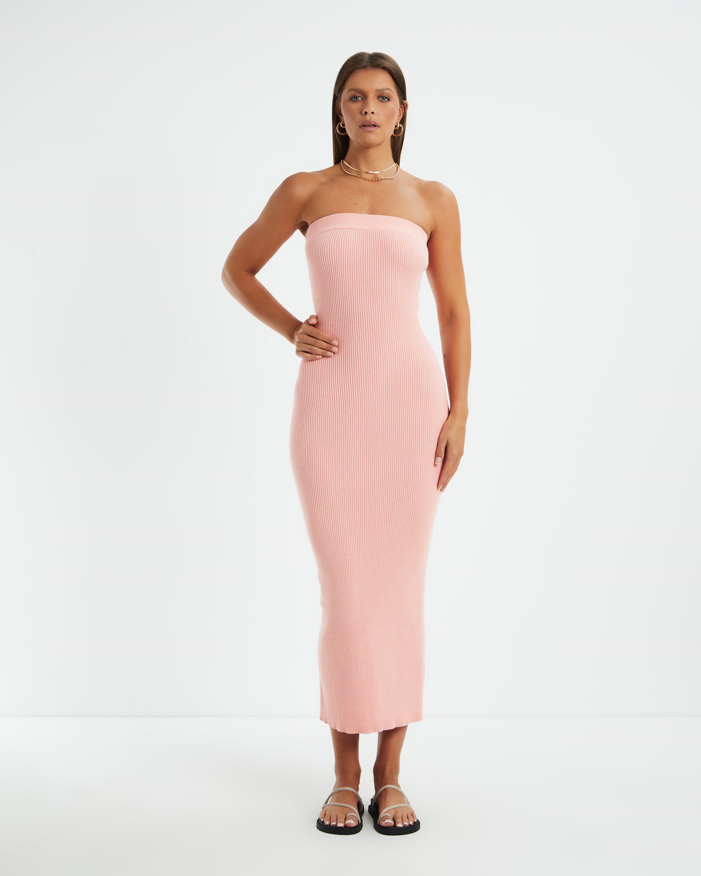 Freya Knit Midi Dress Pink Punch