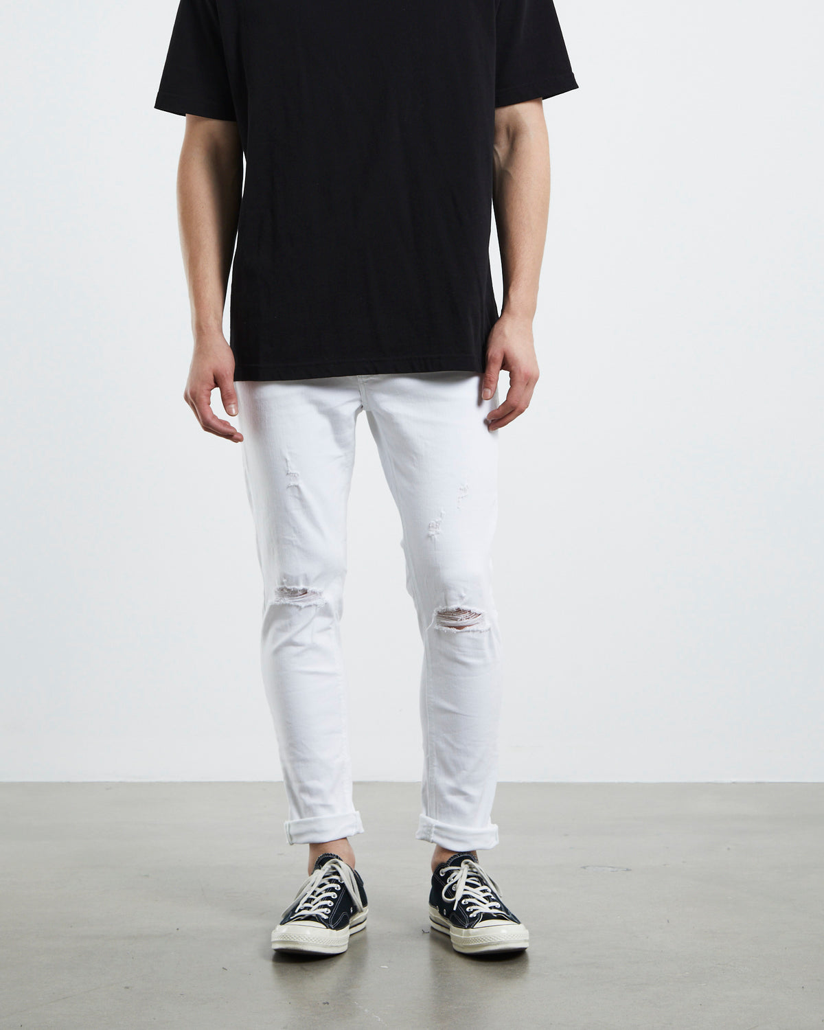 A Dropped Turn Up Skinny Denim Jeans Noise DENIM