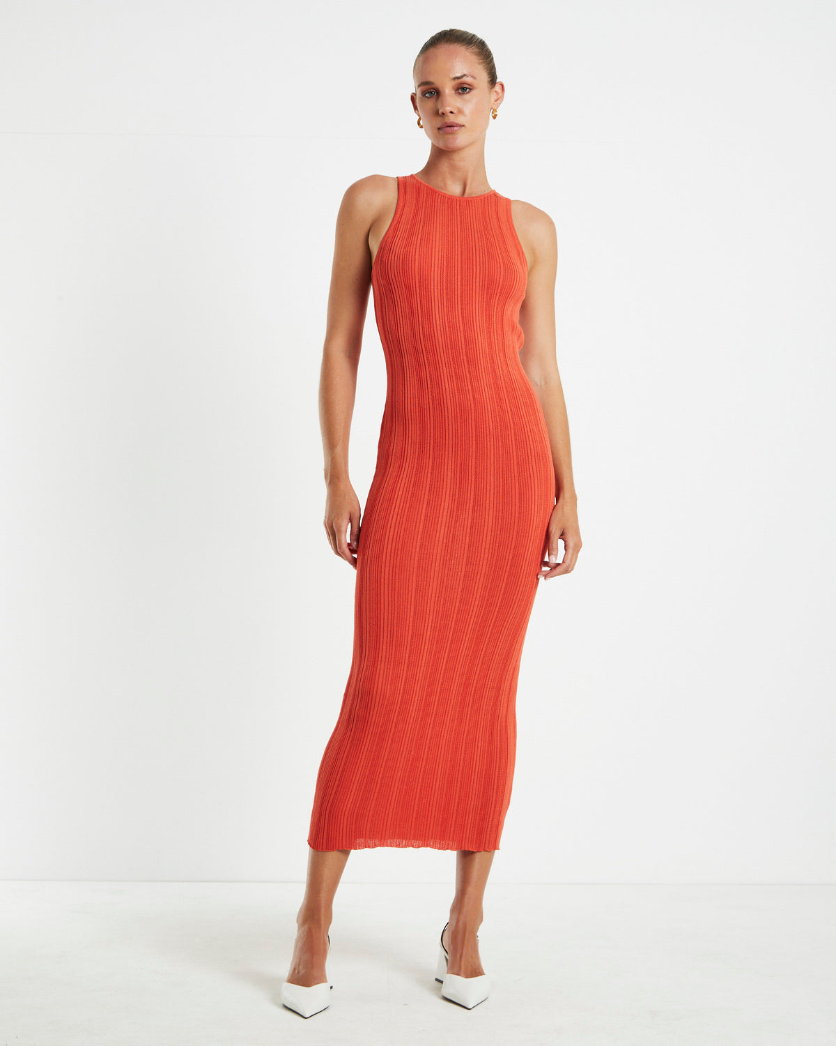 Lucinda Cut Out Midi Dress Burnt Red RED