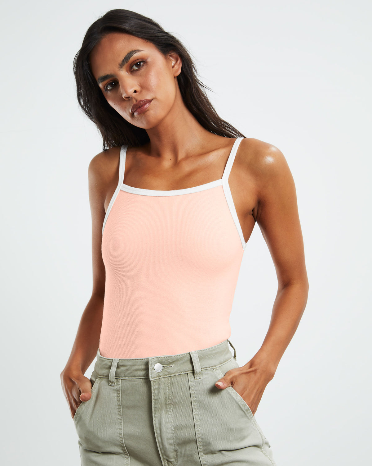 Contrast Naomi Tank Peony BABY PINK