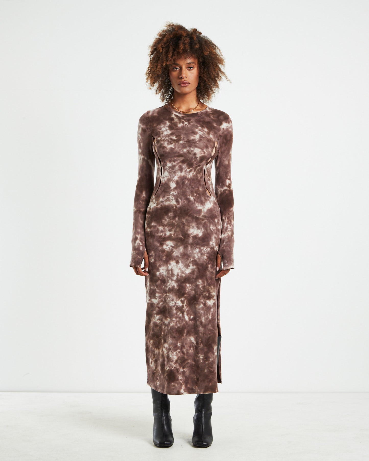 Stammy Cut Out Midi Dress Acid Wash Multi