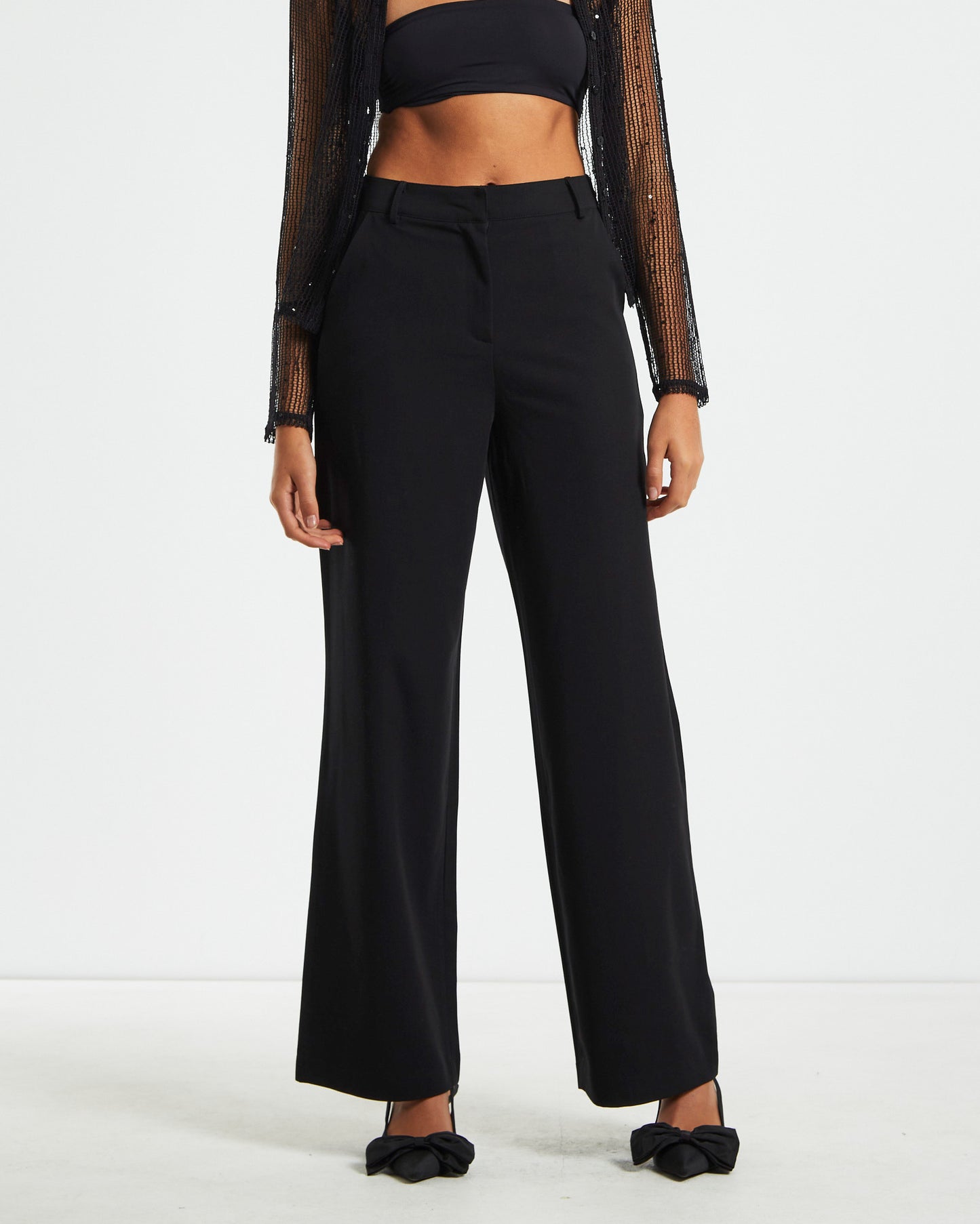 Valerie Straight Leg Suit Pants in Black