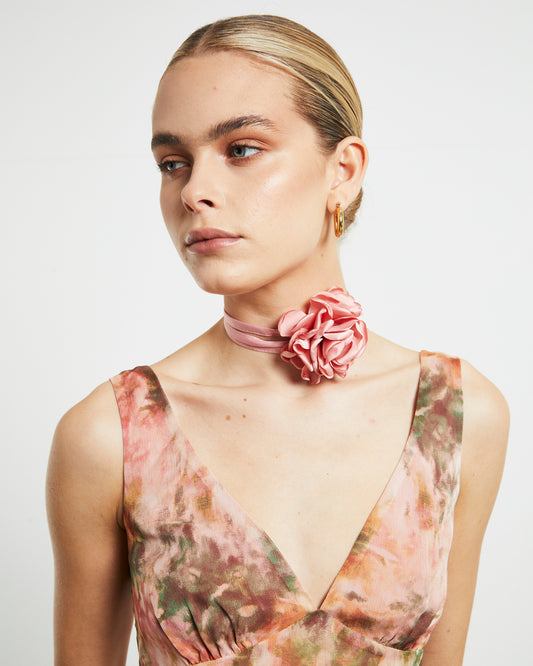 Pia Corsage Necklace in Blush Pink PINK