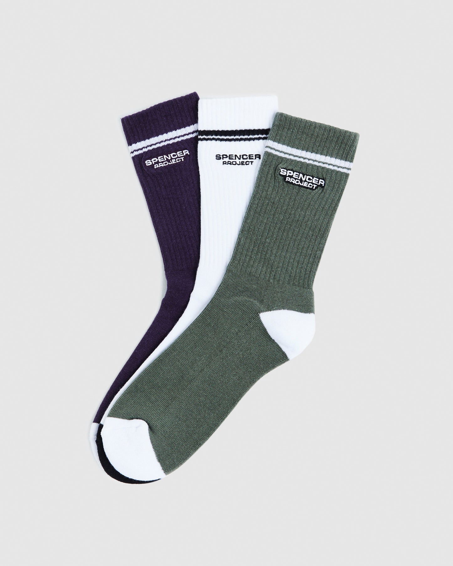 Burnside 3pk Socks White/Green/Purple