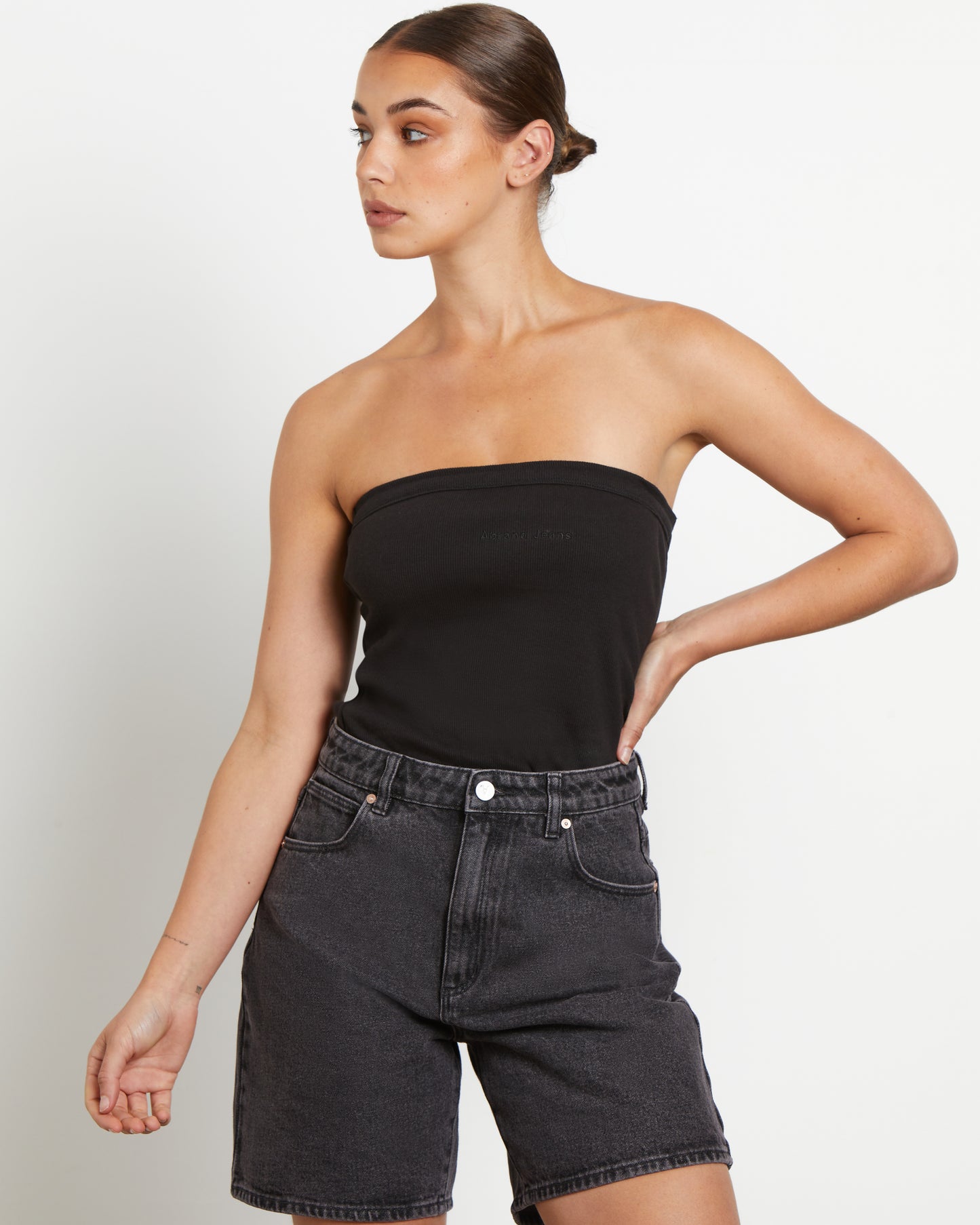 Heather Long Line Bandeau in Black