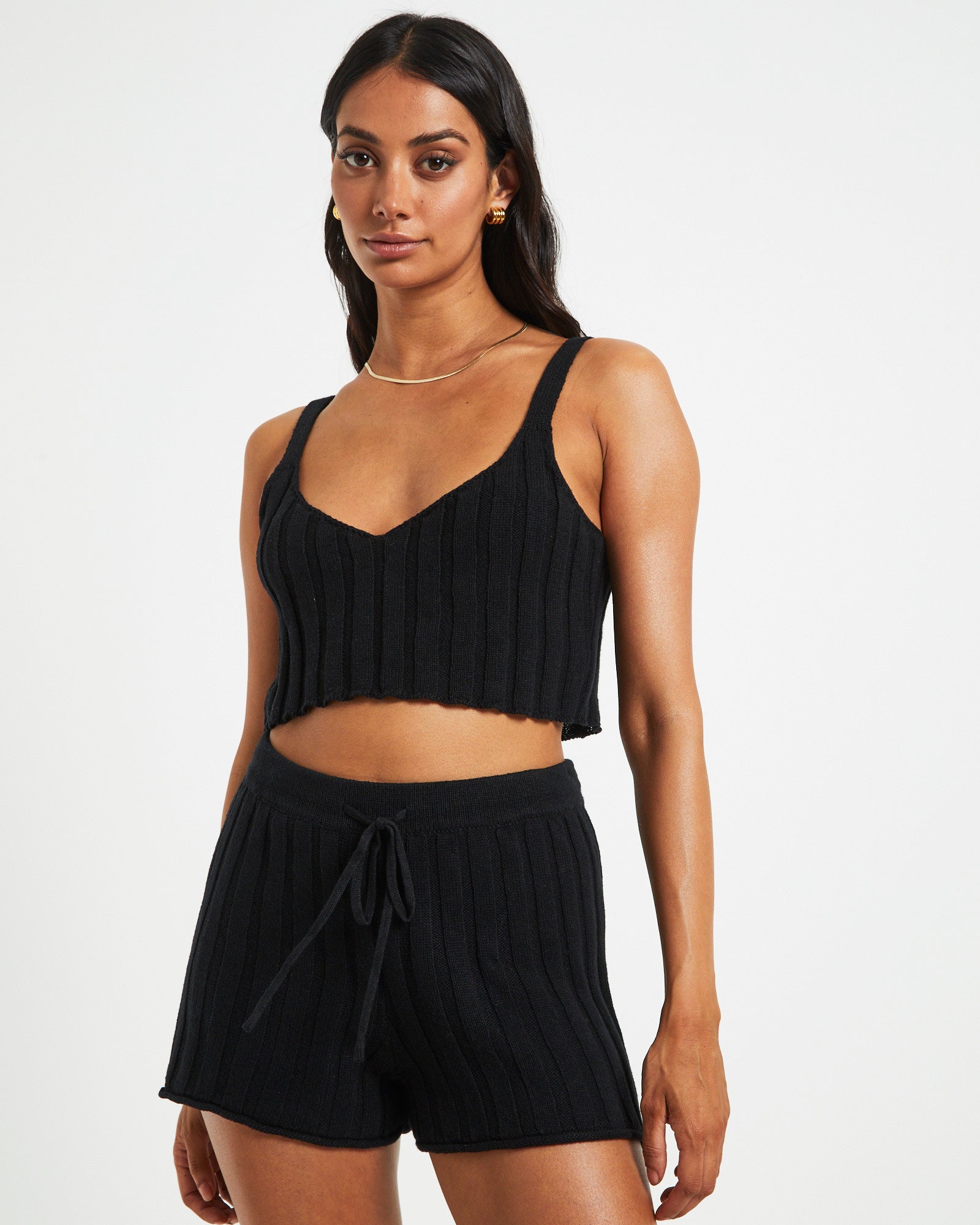 Knit Tank Top in Black BLACK