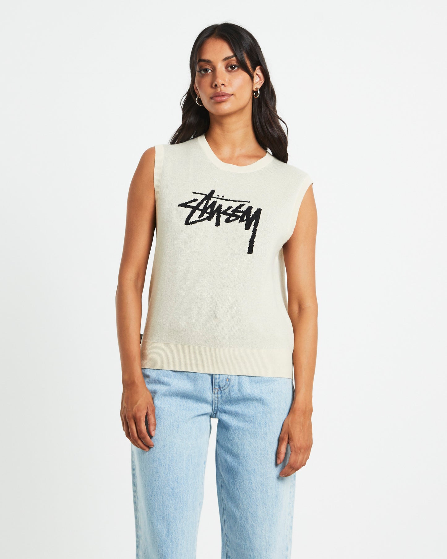 Stussy Knit Oversized Vest in Cream