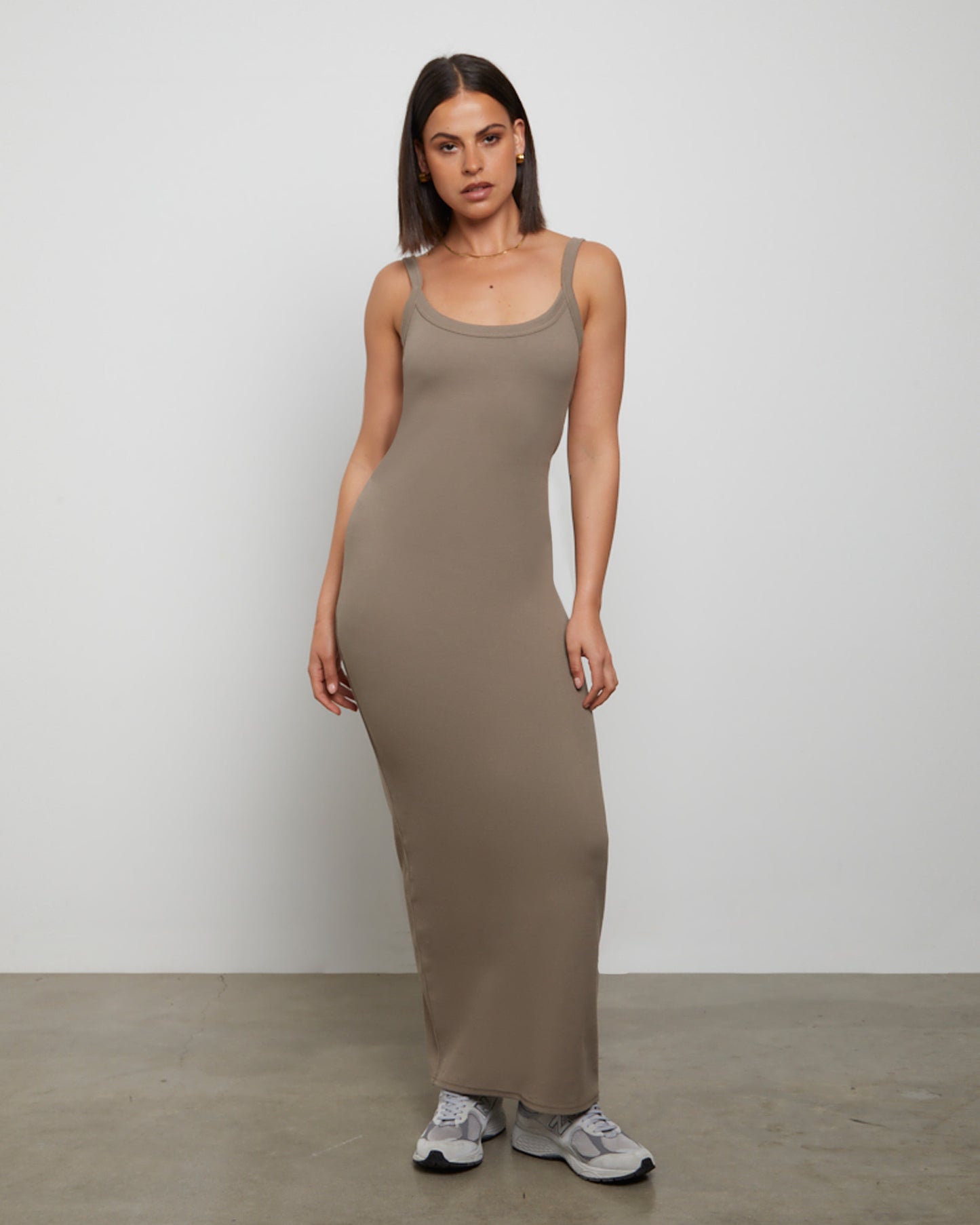 Backless Midi Dress in Brown