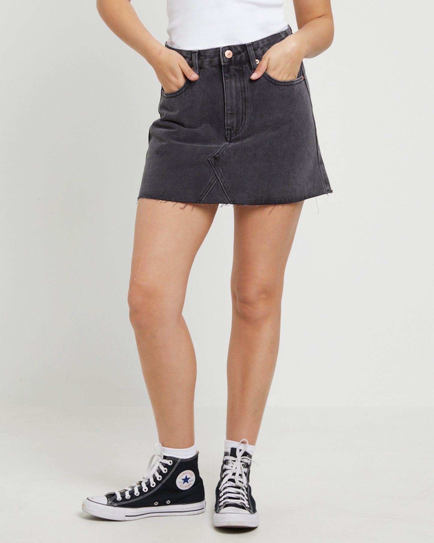 Hattie Denim Mini Skirt in After Dark Black