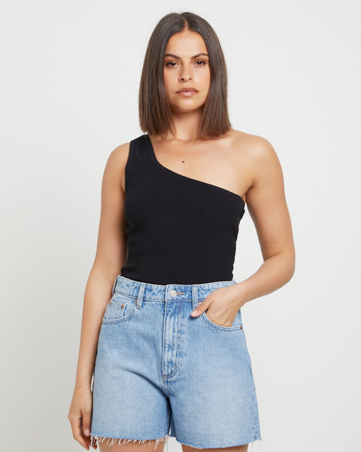 High Relaxed Denim Shorts in Risk DENIM
