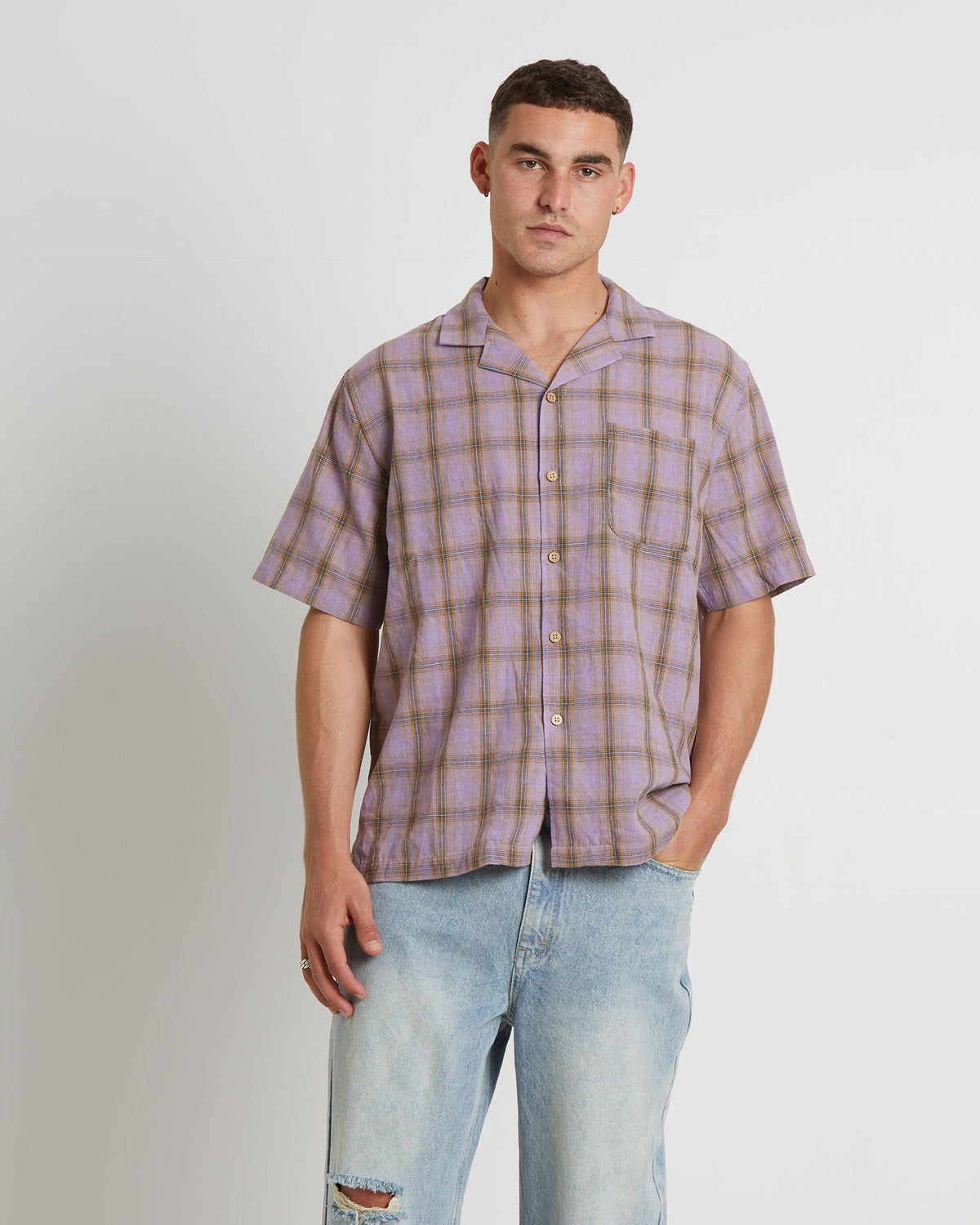 Dazed Check Short Sleeve Resort Shirt in Multi MULTI CO